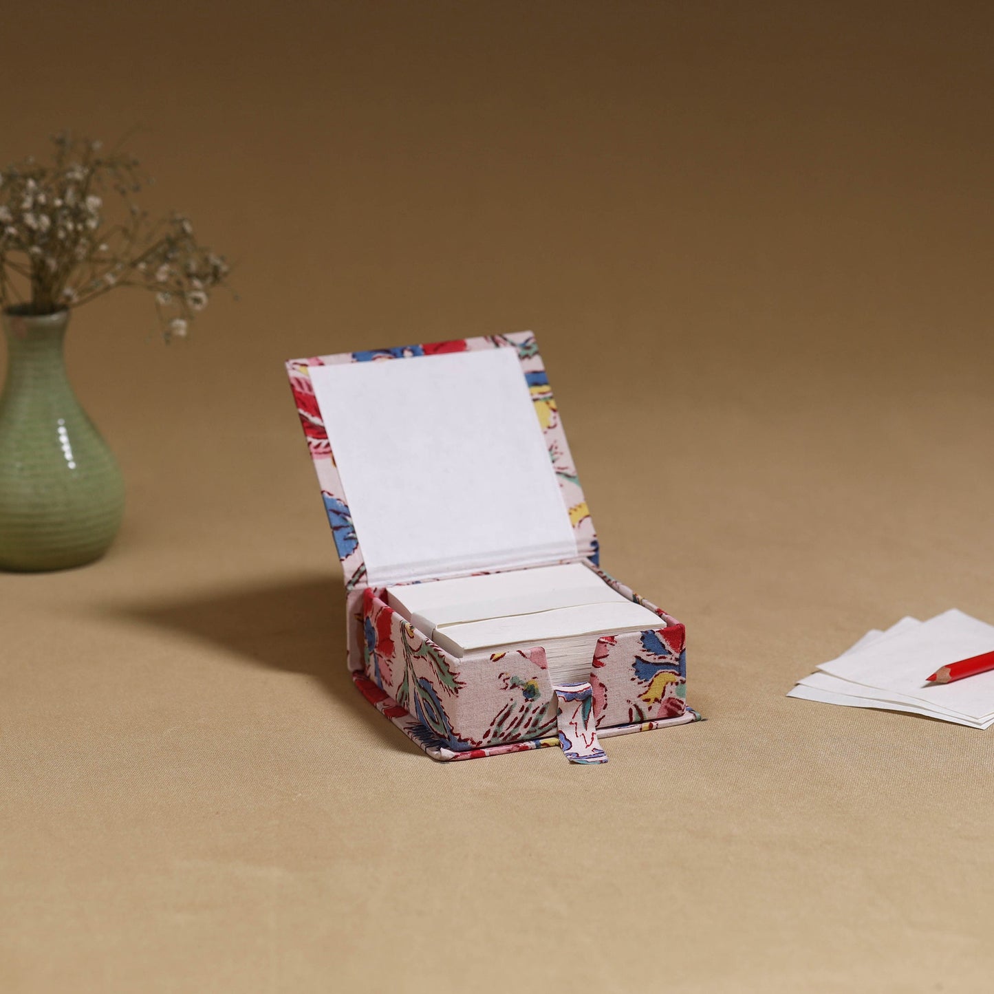 Pink - handcrafted printed card holder with slips 08