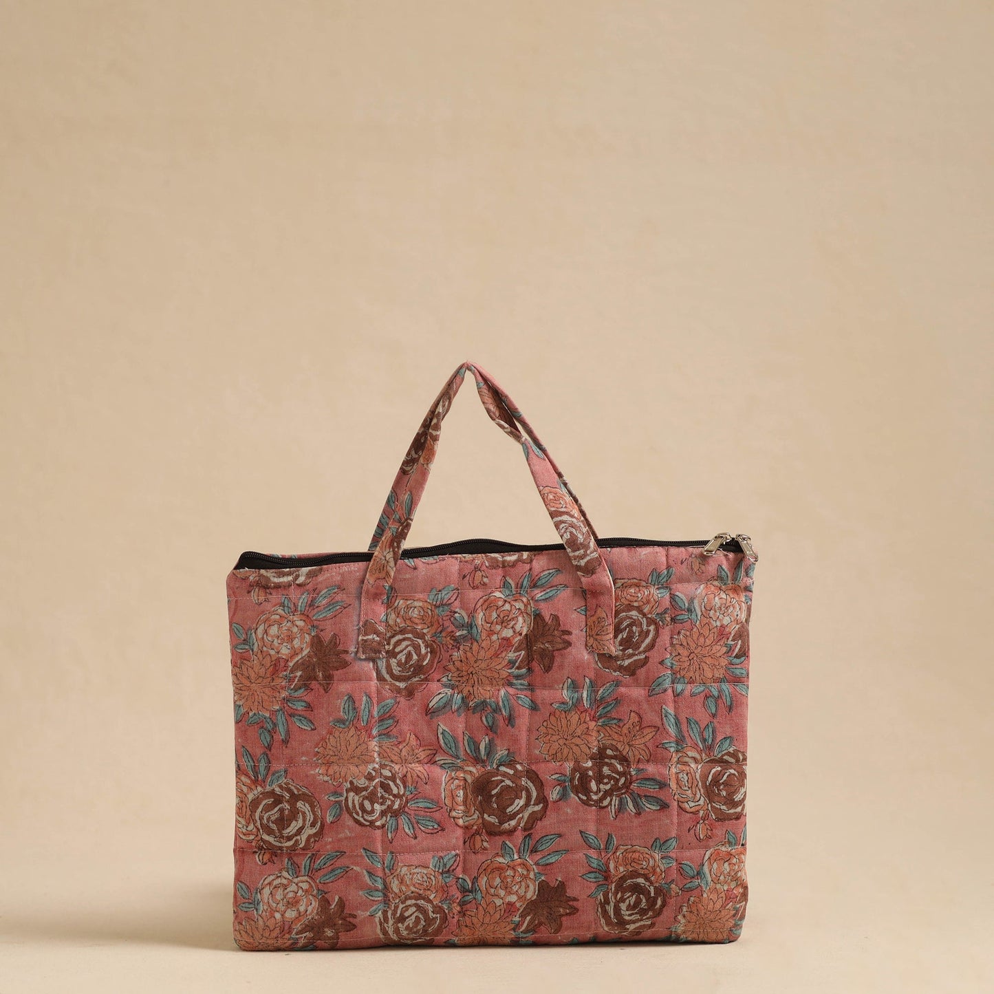 Pink Handcrafted Quilted Cotton Hand Bag