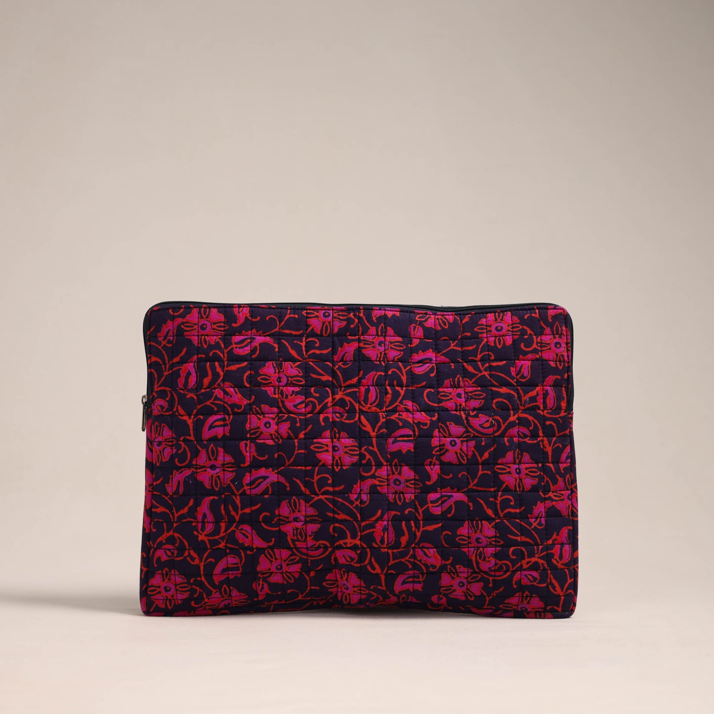 Pink Handcrafted Quilted Laptop Sleeve (11 x 16 in)