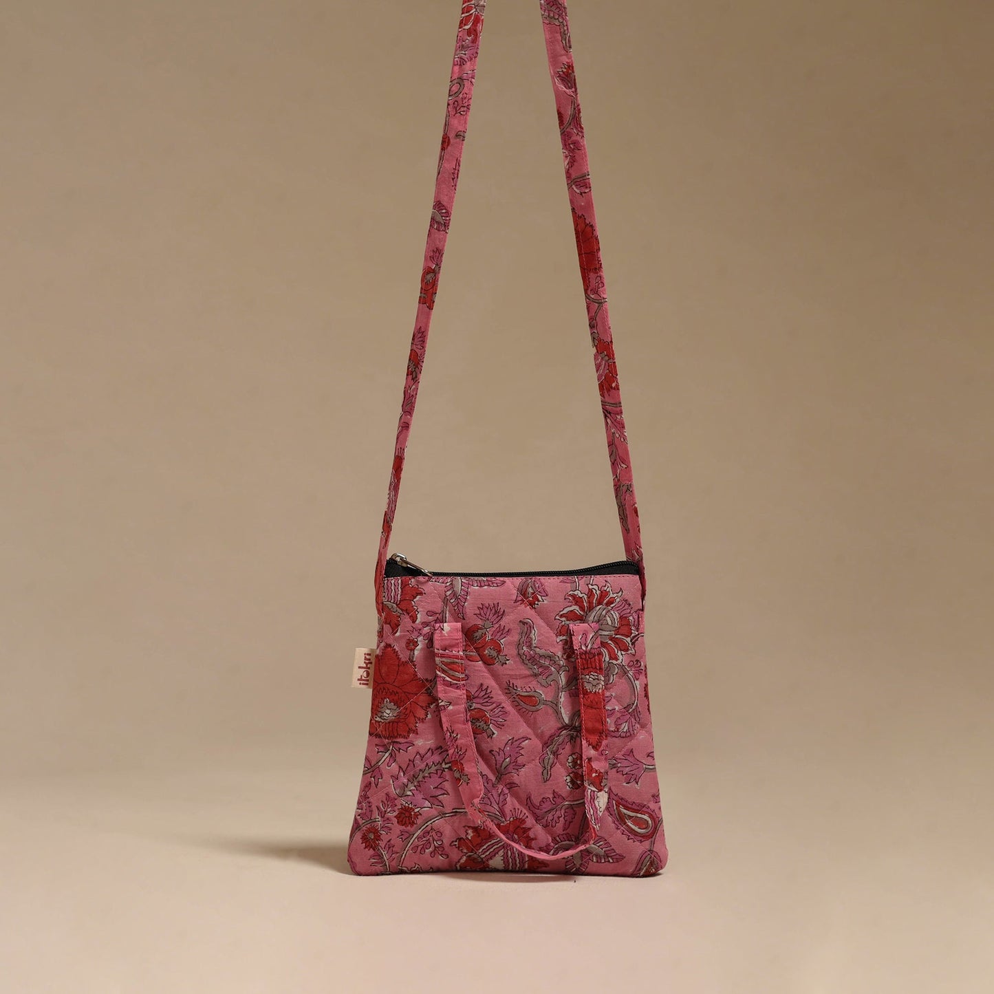 Handcrafted quilted sling bag 13