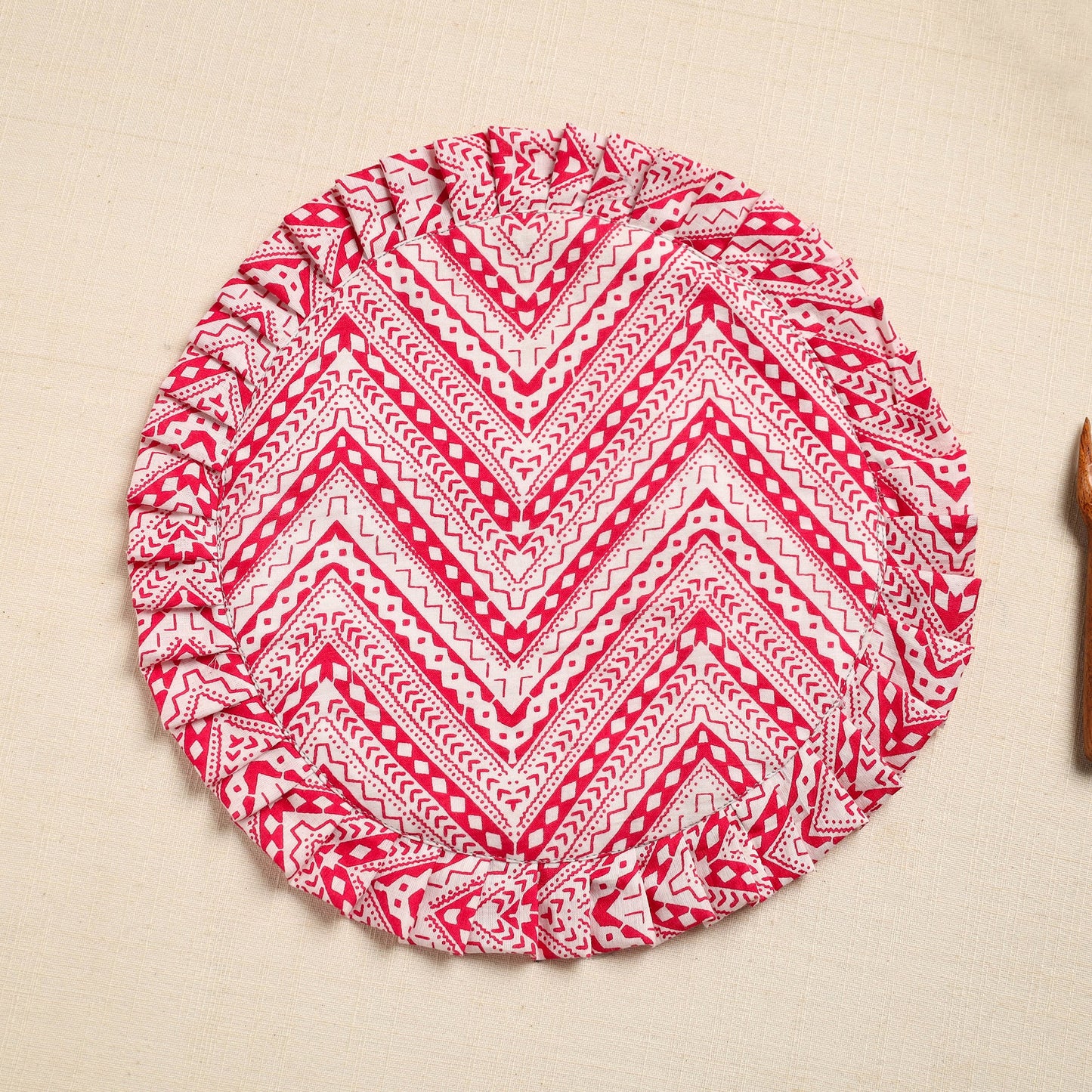 Pink Handcrafted Sanganeri Cotton Pot Holder