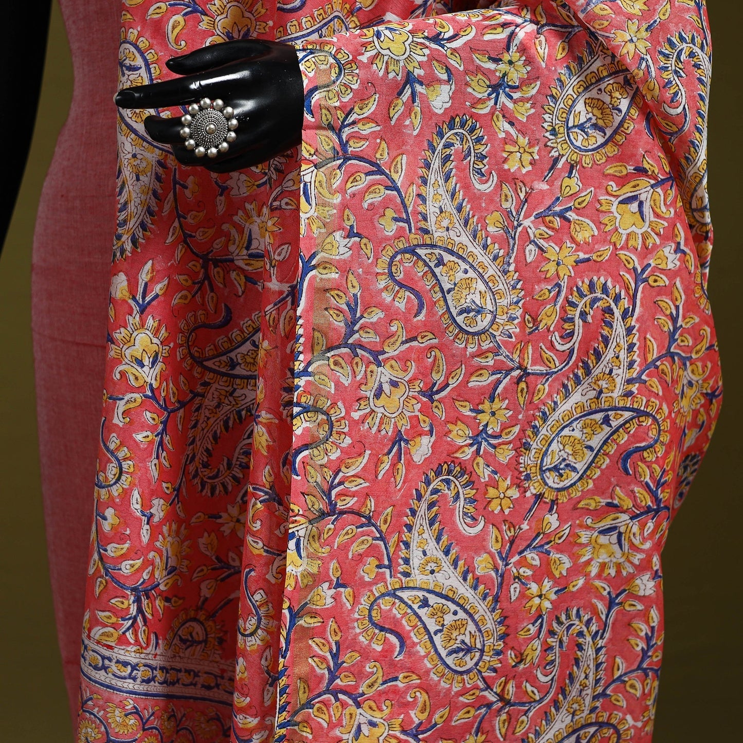 Peach - handloom chanderi silk hand sanganeri dupatta 18