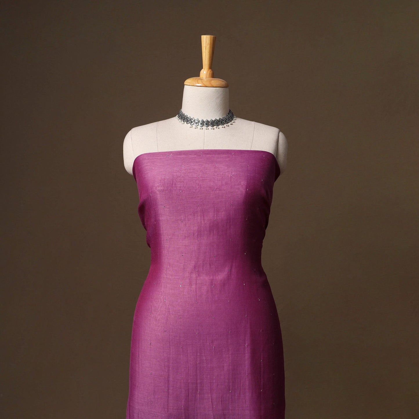 Handloom chanderi silk mukaish work 3pc unstitched dress