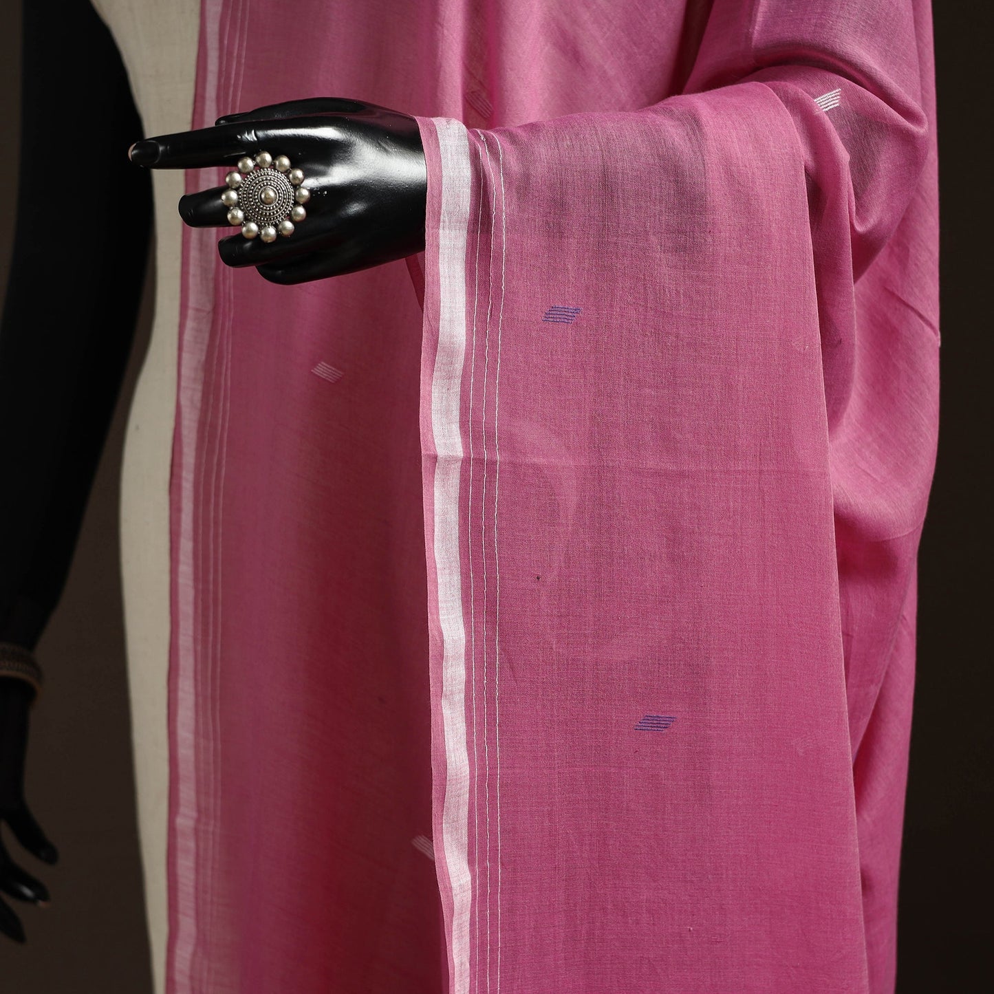 Handloom cotton bengal jamdani dupatta 01 - handcrafted