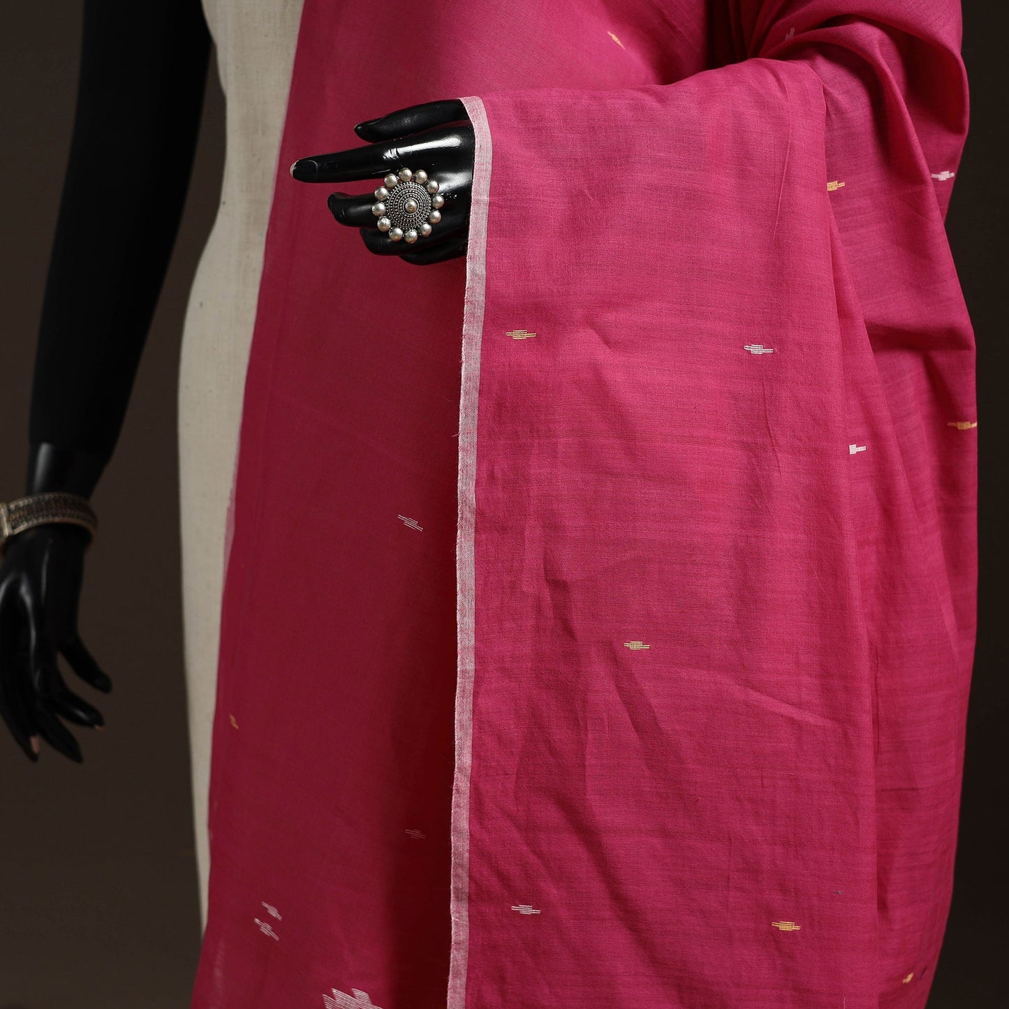 Handloom cotton bengal jamdani dupatta 38 - handcrafted