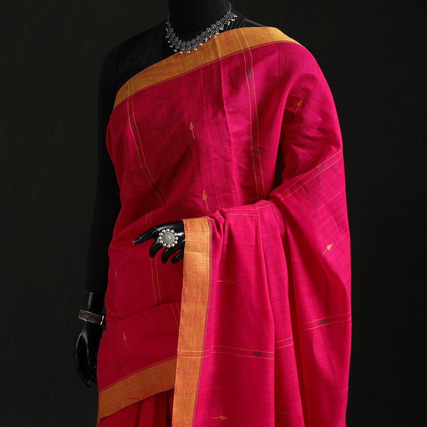 Pink - handloom cotton buti srikakulam jamdani saree 01
