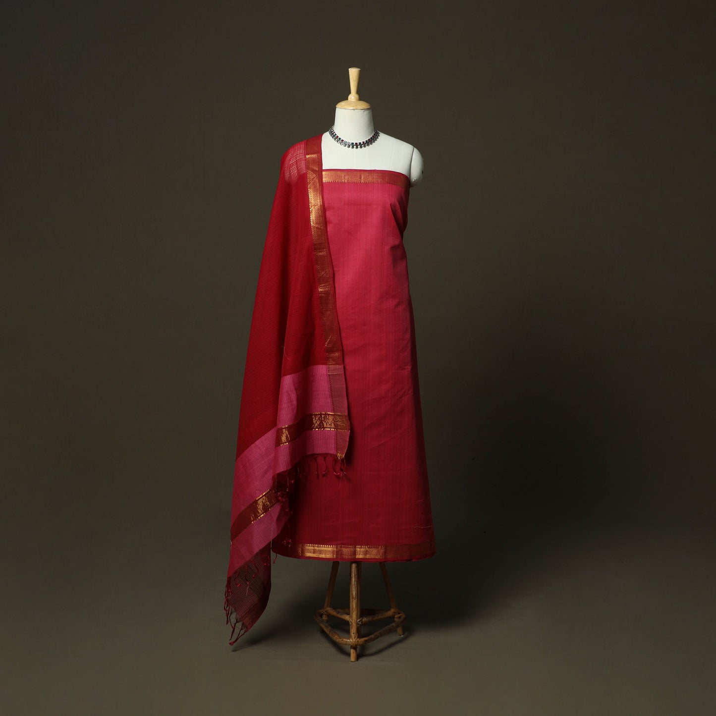 Handloom cotton mangalagiri 3pc unstitched dress material