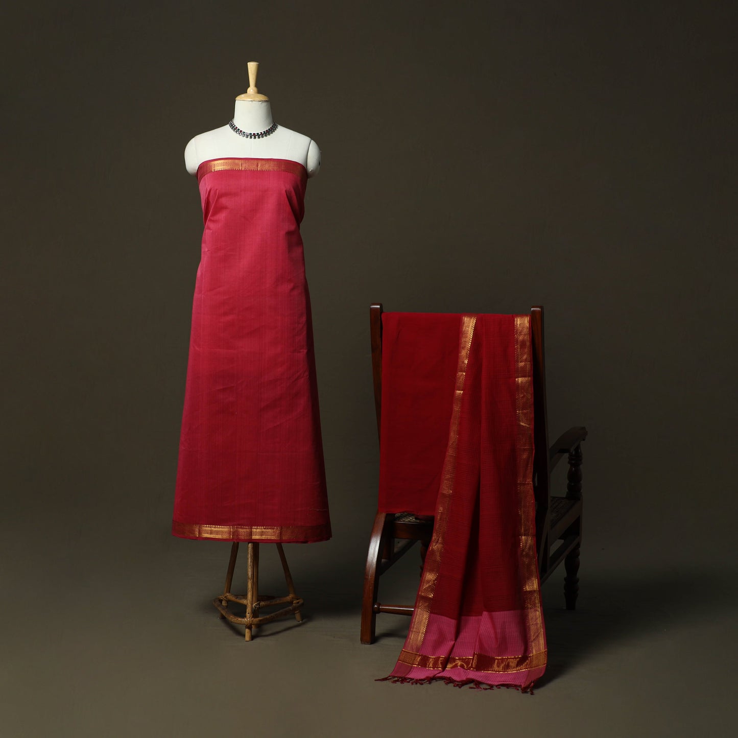 Handloom cotton mangalagiri 3pc unstitched dress material