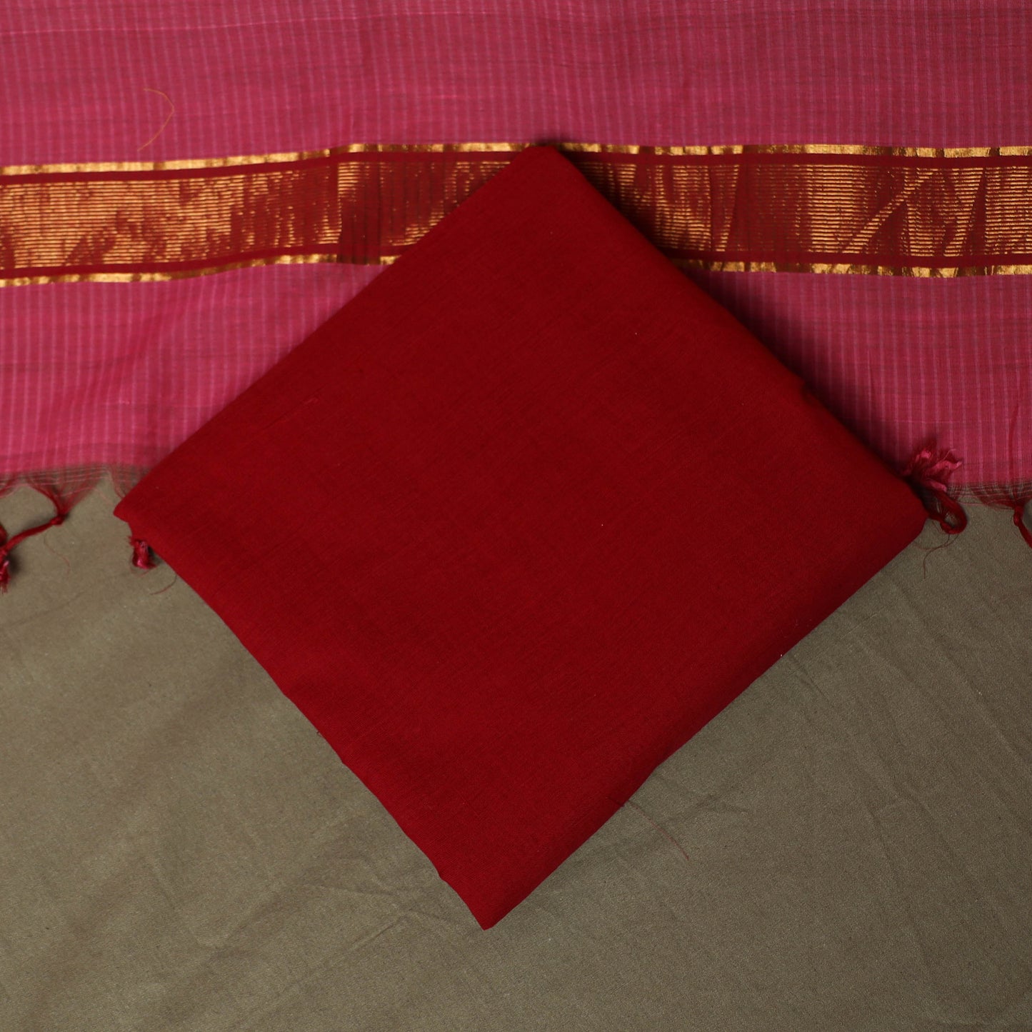 Handloom cotton mangalagiri 3pc unstitched dress material