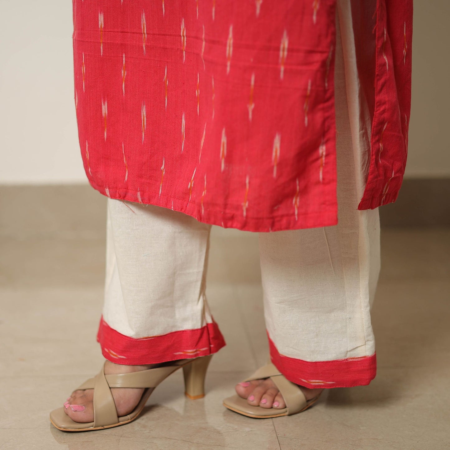 Buy Pink Handloom Cotton Pochampally Ikat Kurta Set Online