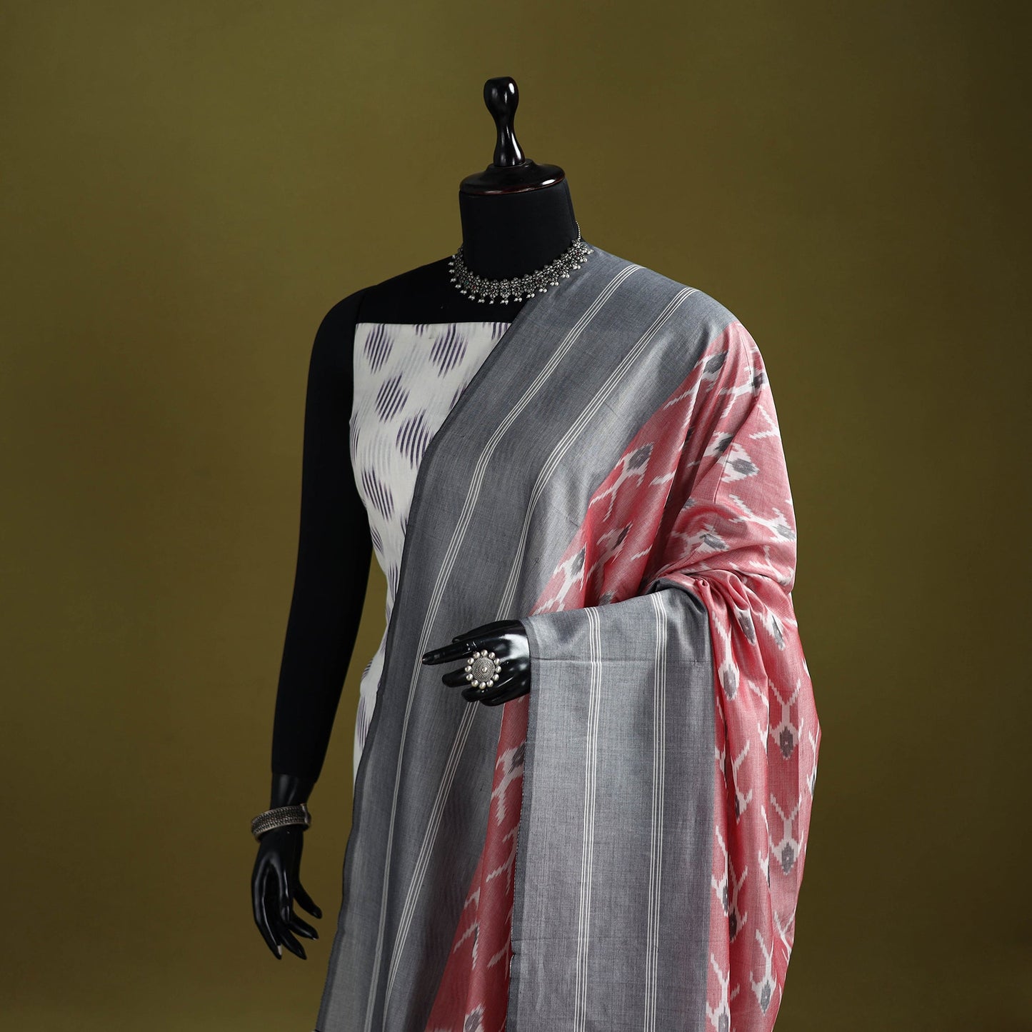 Handloom mercerised cotton pochampally ikat dupatta 07
