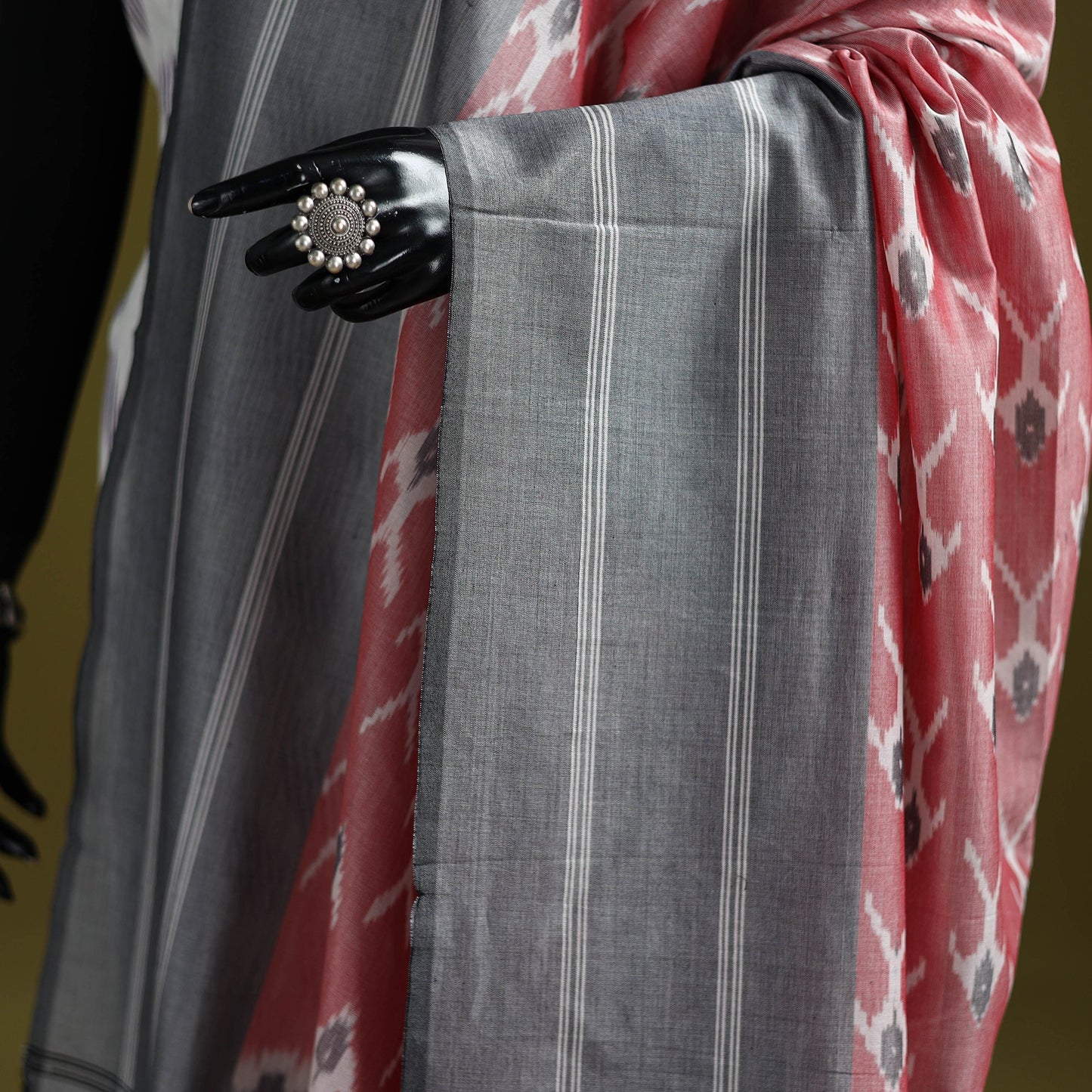 Handloom mercerised cotton pochampally ikat dupatta 07