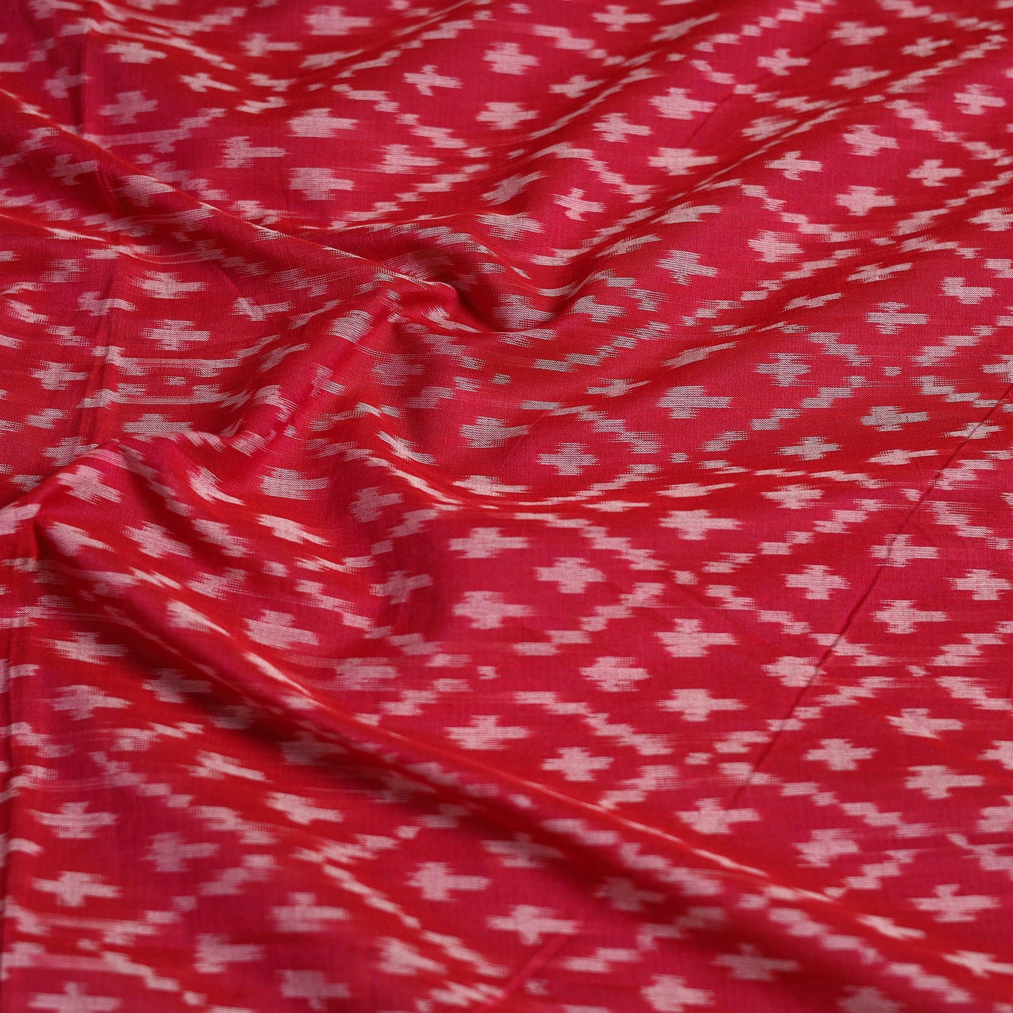 Pink Handloom Mercerized Cotton Pochampally Ikat Dupatta