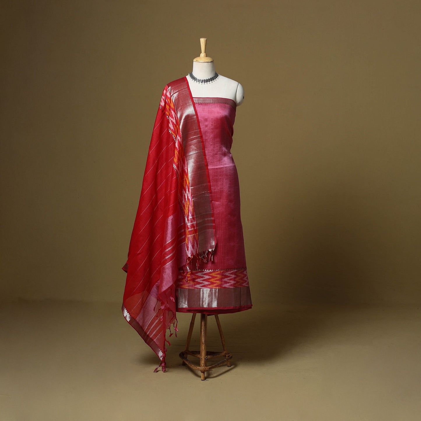 Handloom silk cotton mangalagiri 3pc unstitched dress