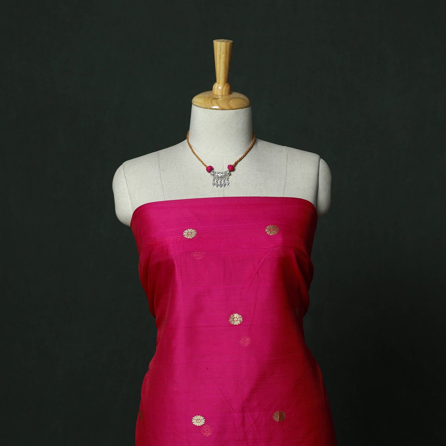 Handloom zari buti chanderi silk 2pc unstitched dress