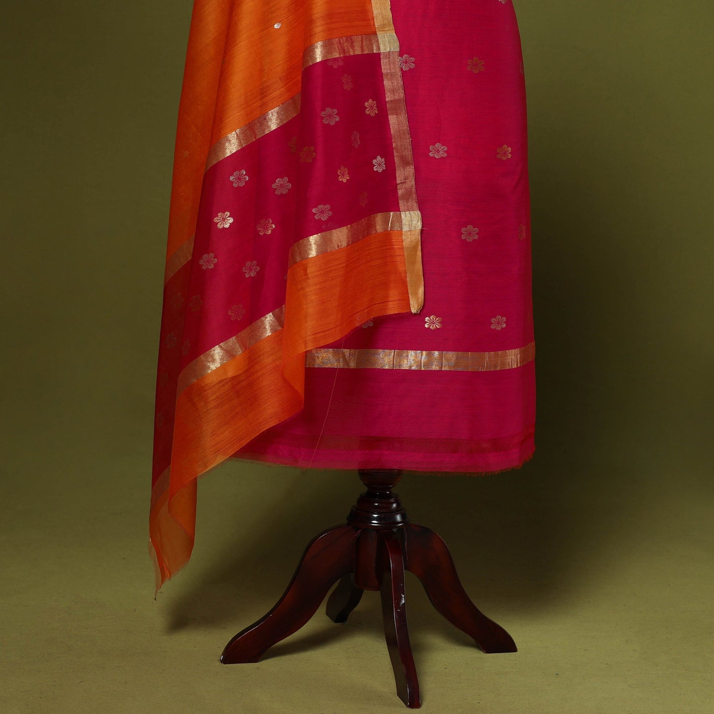 Handloom zari buti chanderi silk 2pc unstitched dress