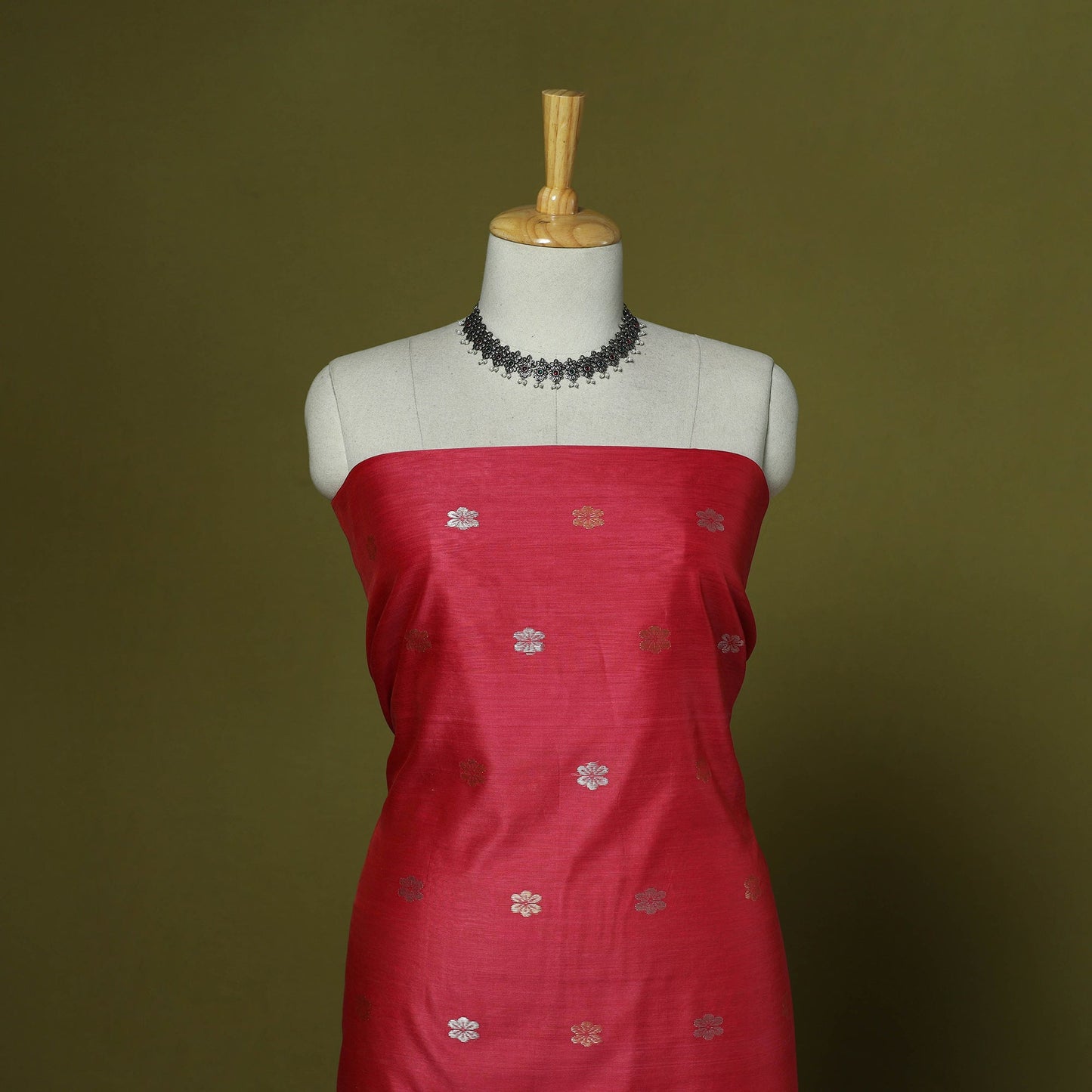 Handloom zari buti chanderi silk 2pc unstitched dress