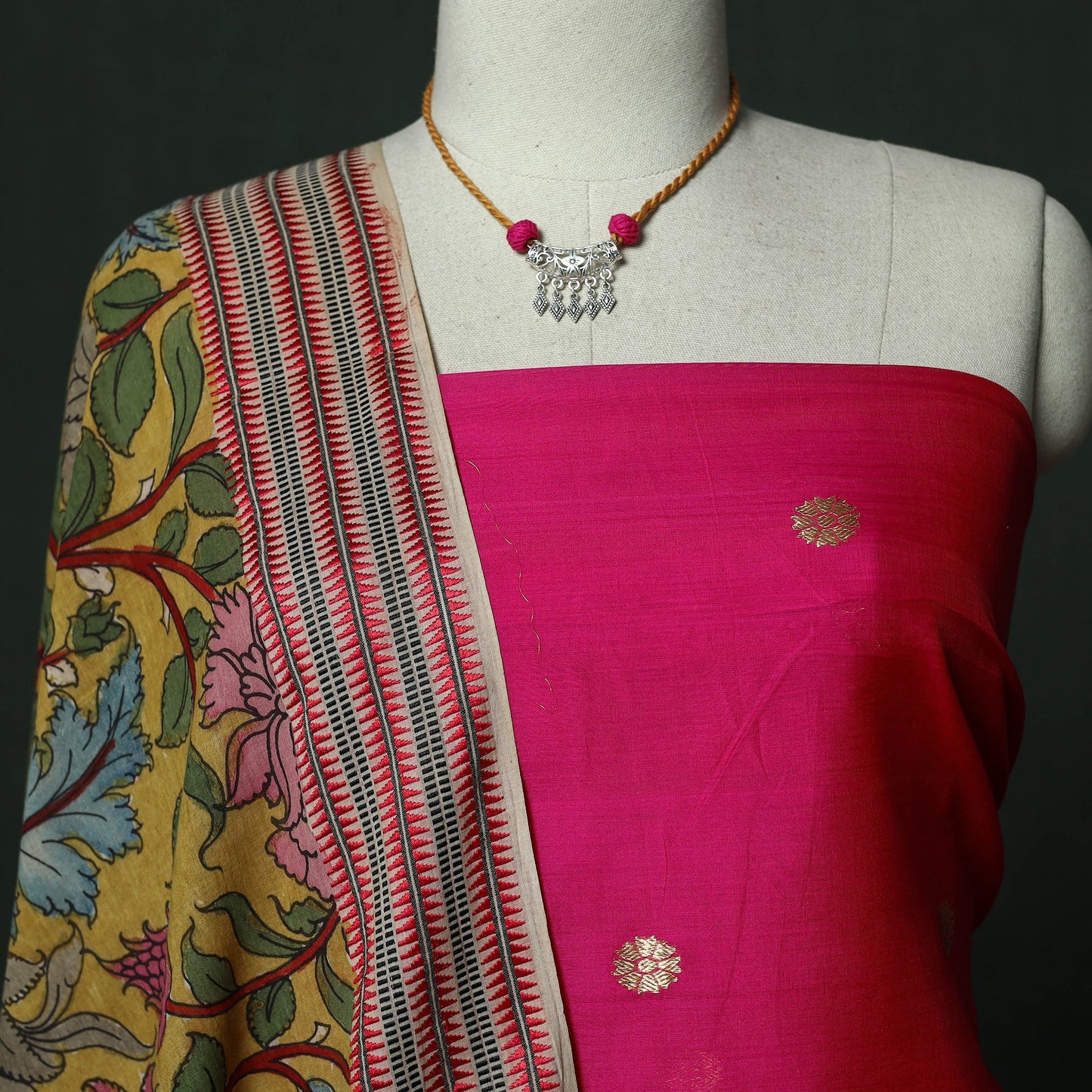 Handloom zari buti chanderi silk 2pc unstitched dress