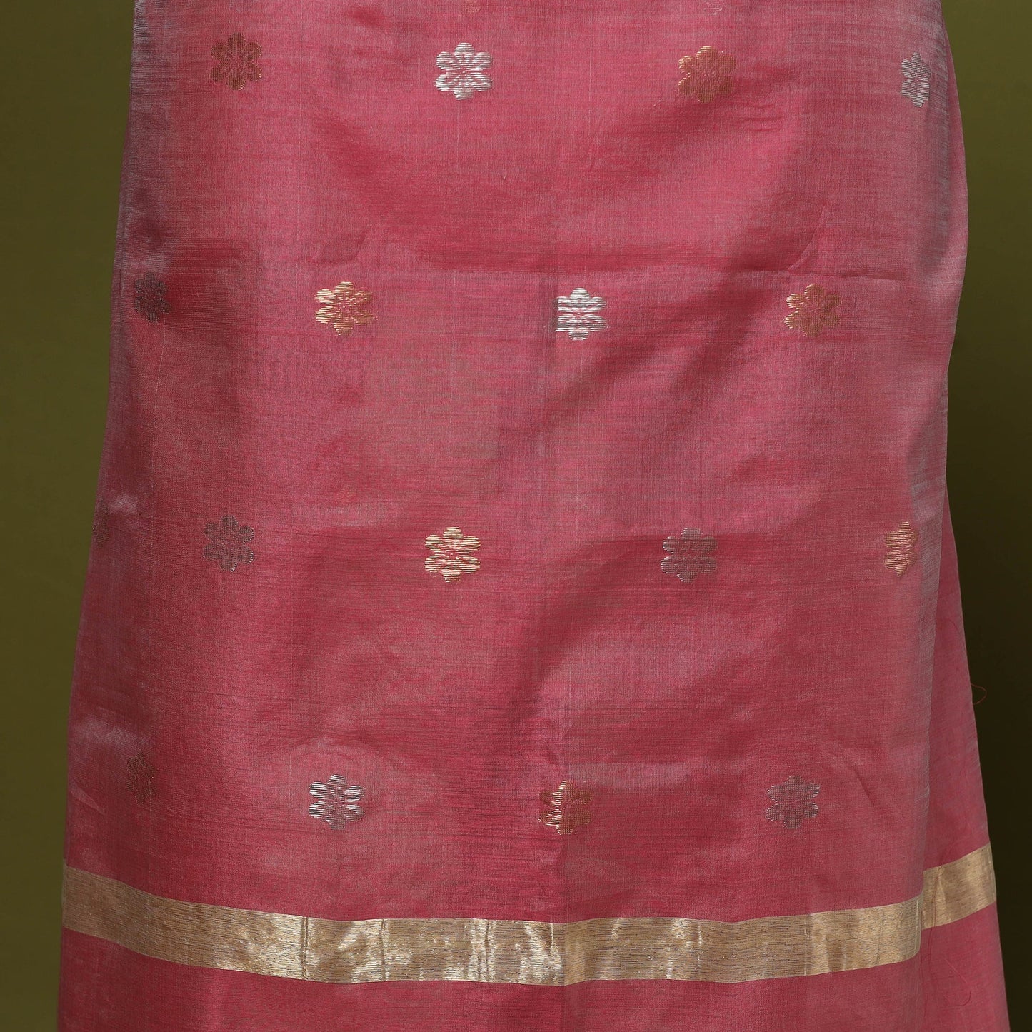 Handloom zari buti chanderi silk 2pc unstitched dress