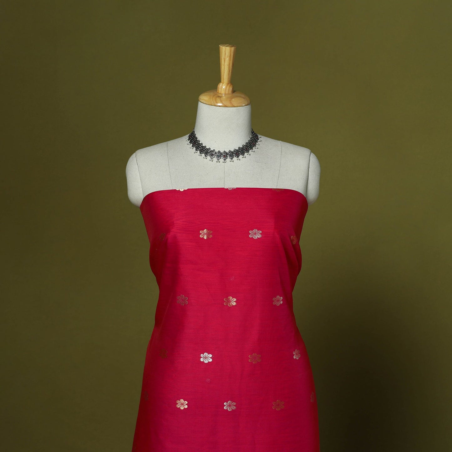Handloom zari buti chanderi silk 2pc unstitched dress