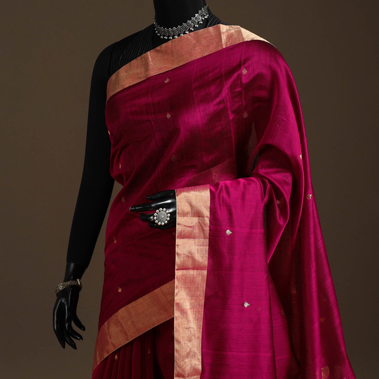 Handloom zari work chanderi silk saree 02 - handcrafted
