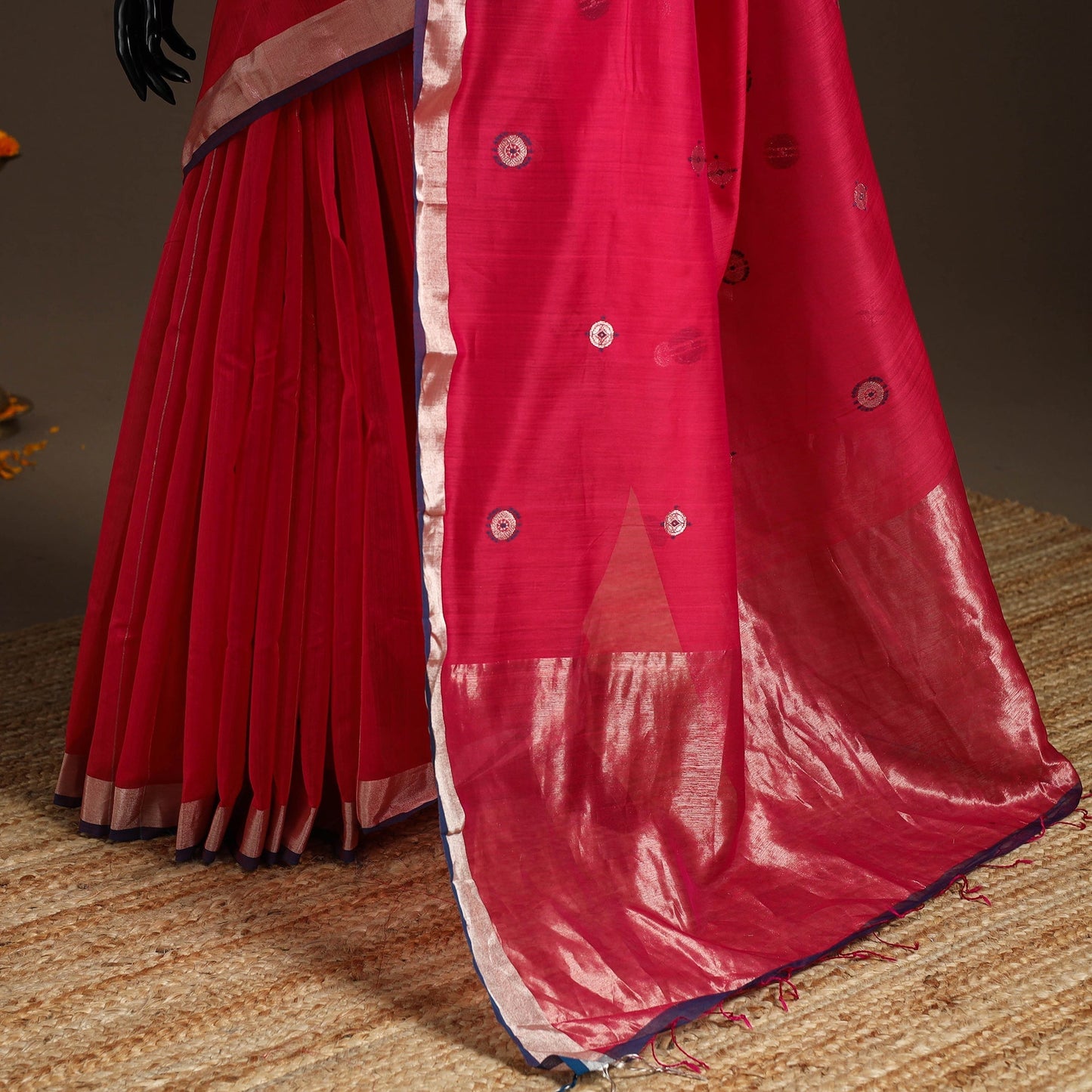 Handloom zari work chanderi silk saree 23 - handcrafted