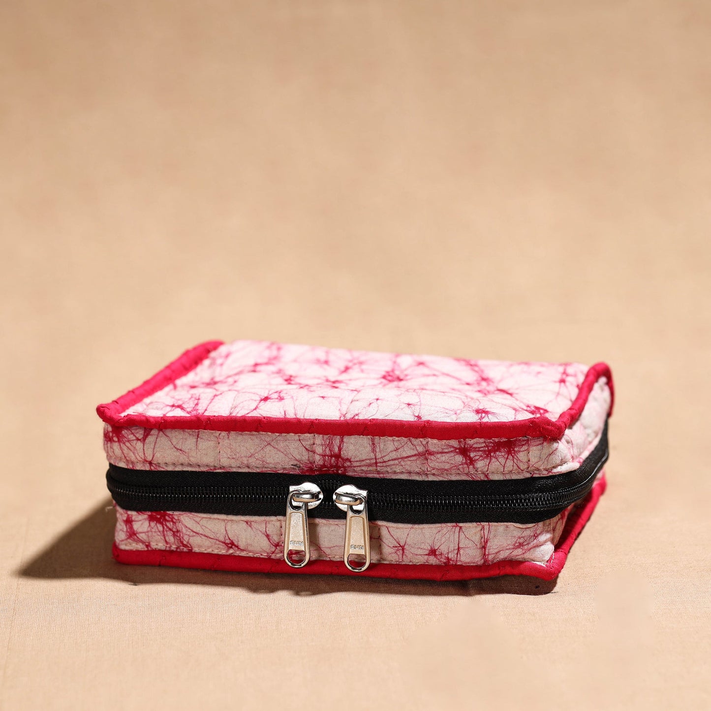 Pink Handmade 4 Pockets Cotton Jewelry Bag