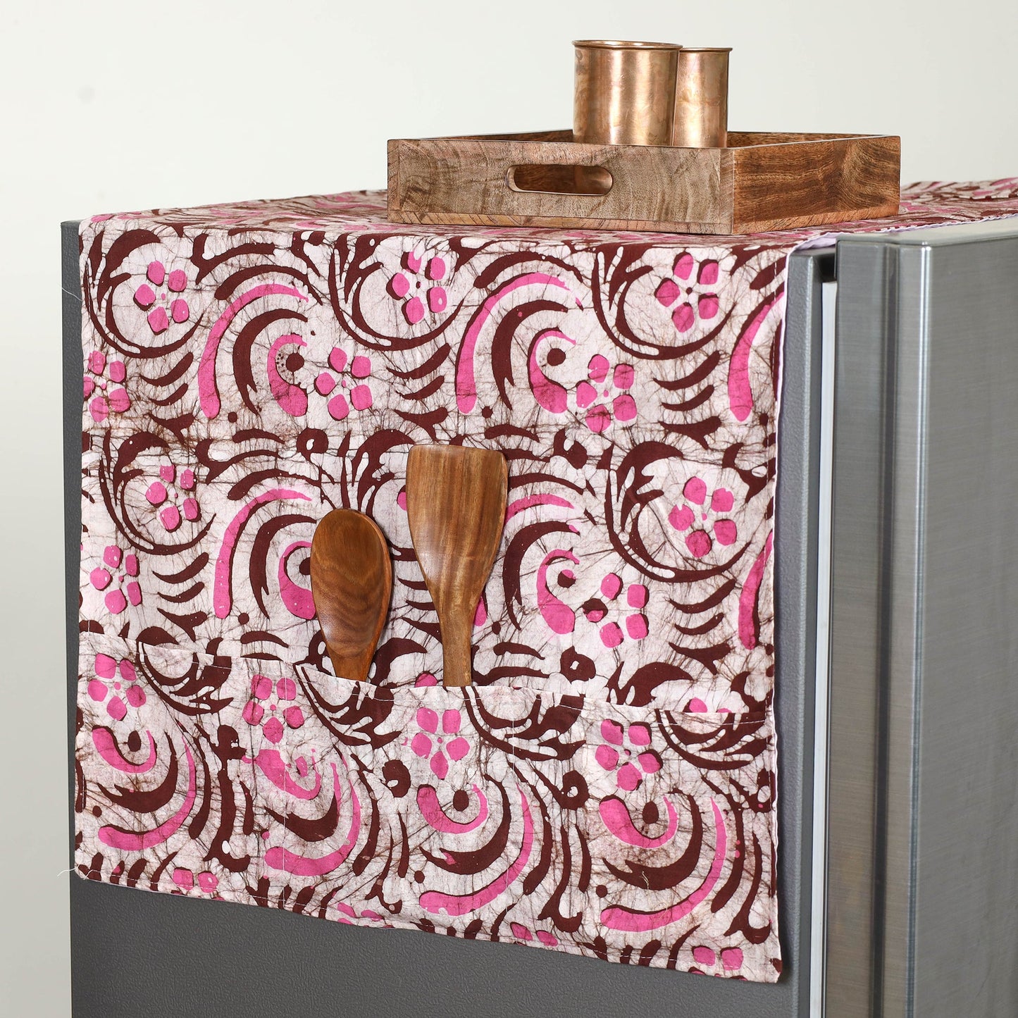 Buy Handmade Cotton Fridge Top Cover with Multiple Pockets 02 Online l iTokri.com