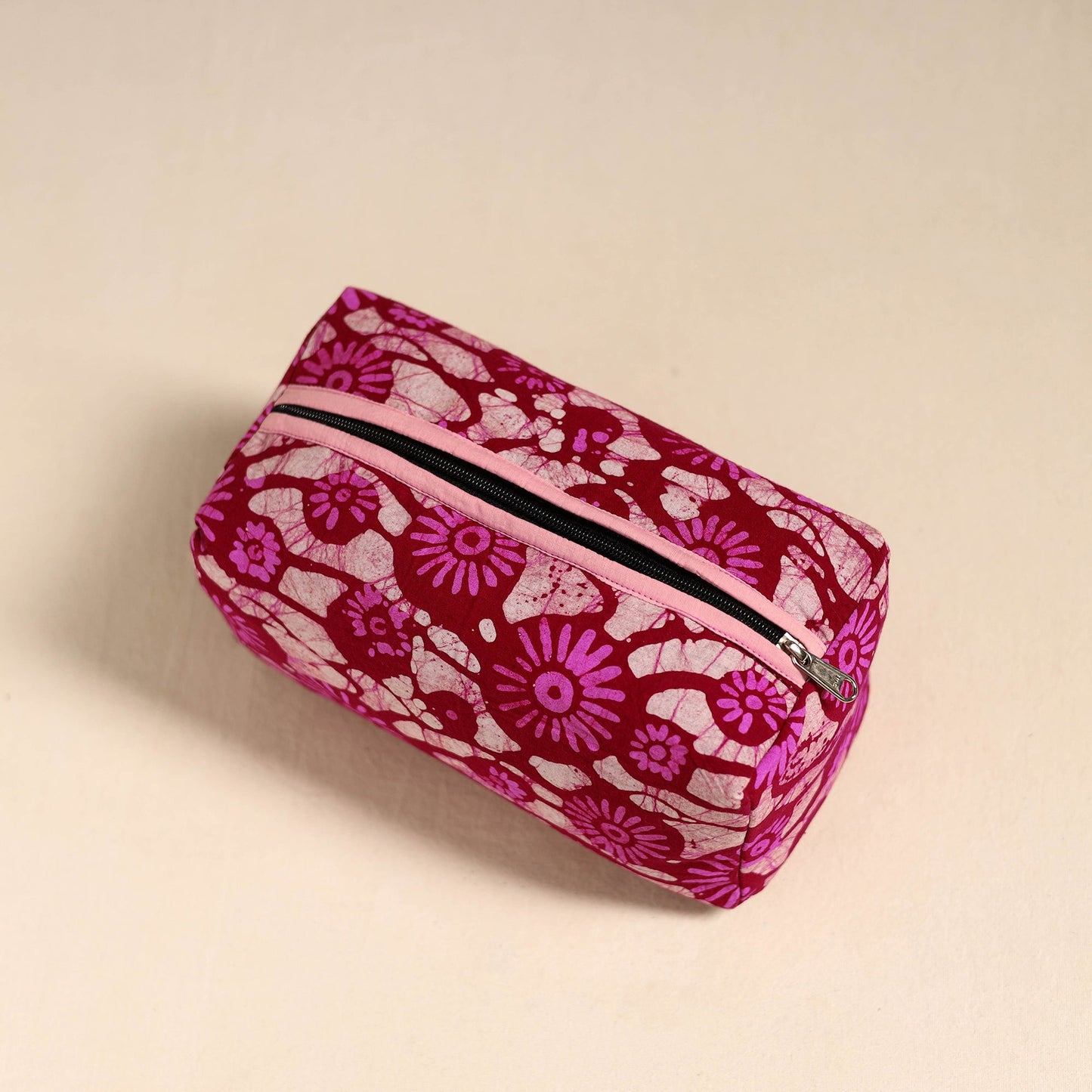 Pink Handmade Cotton Toiletry Bag