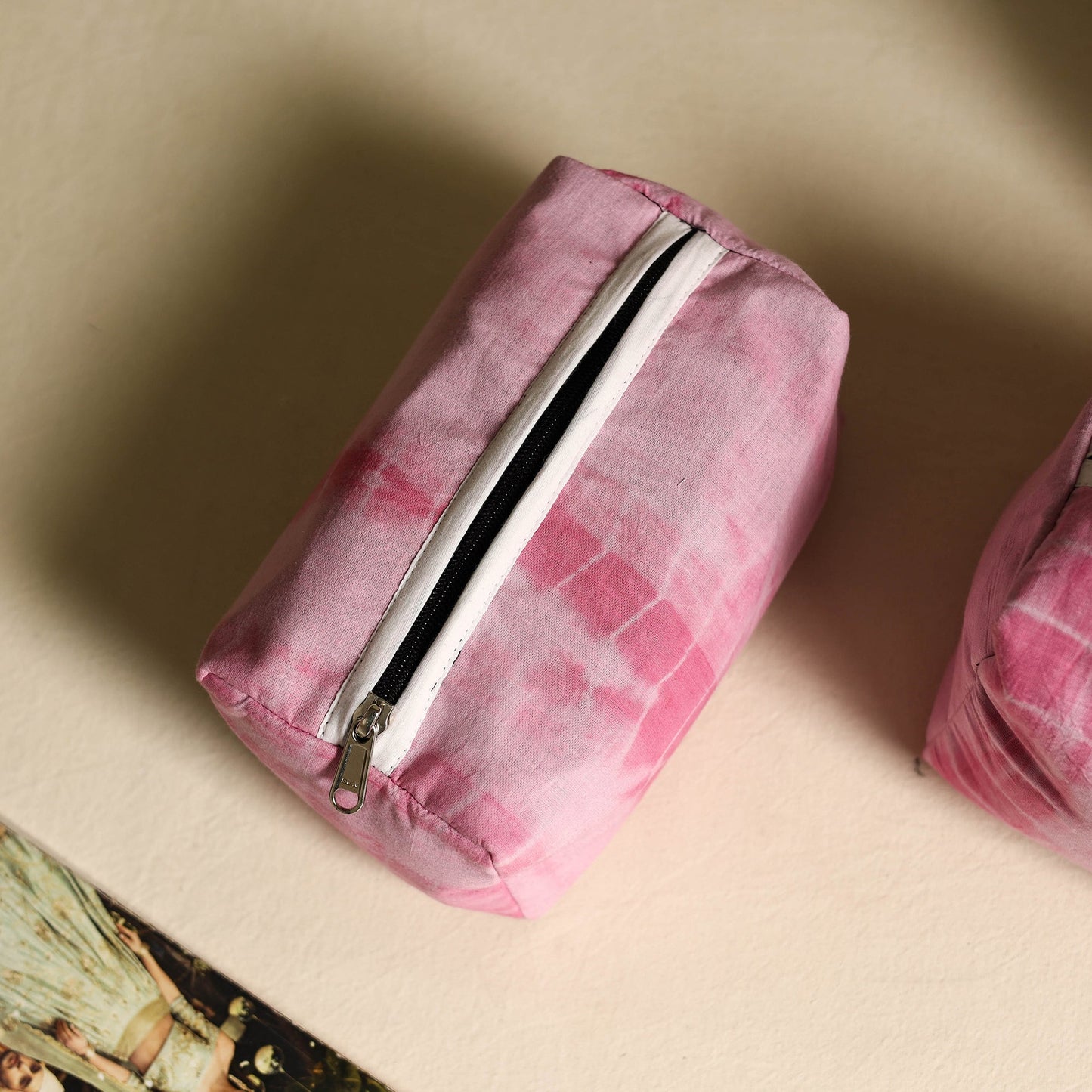 Pink Handmade Cotton Toiletry Bags (Set of 3)