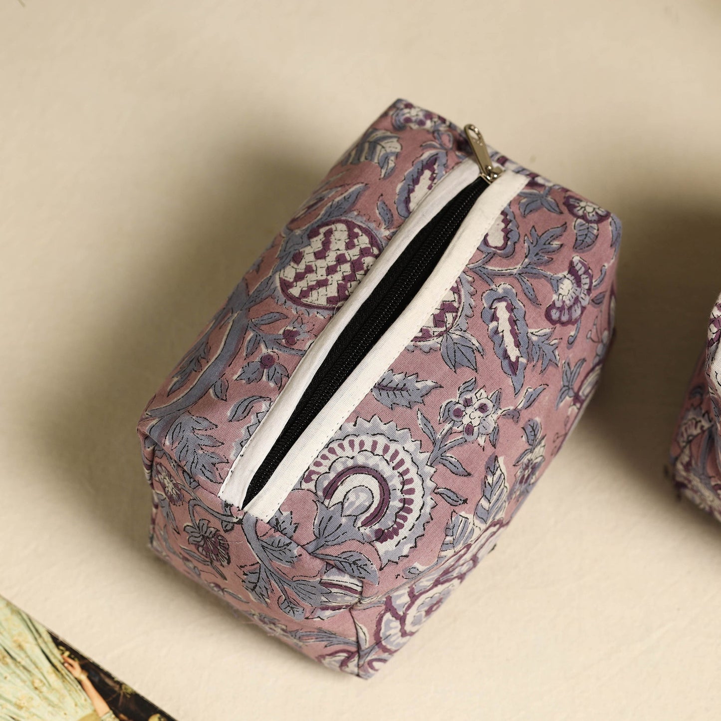 Pink Handmade Cotton Toiletry Bags (Set of 3)