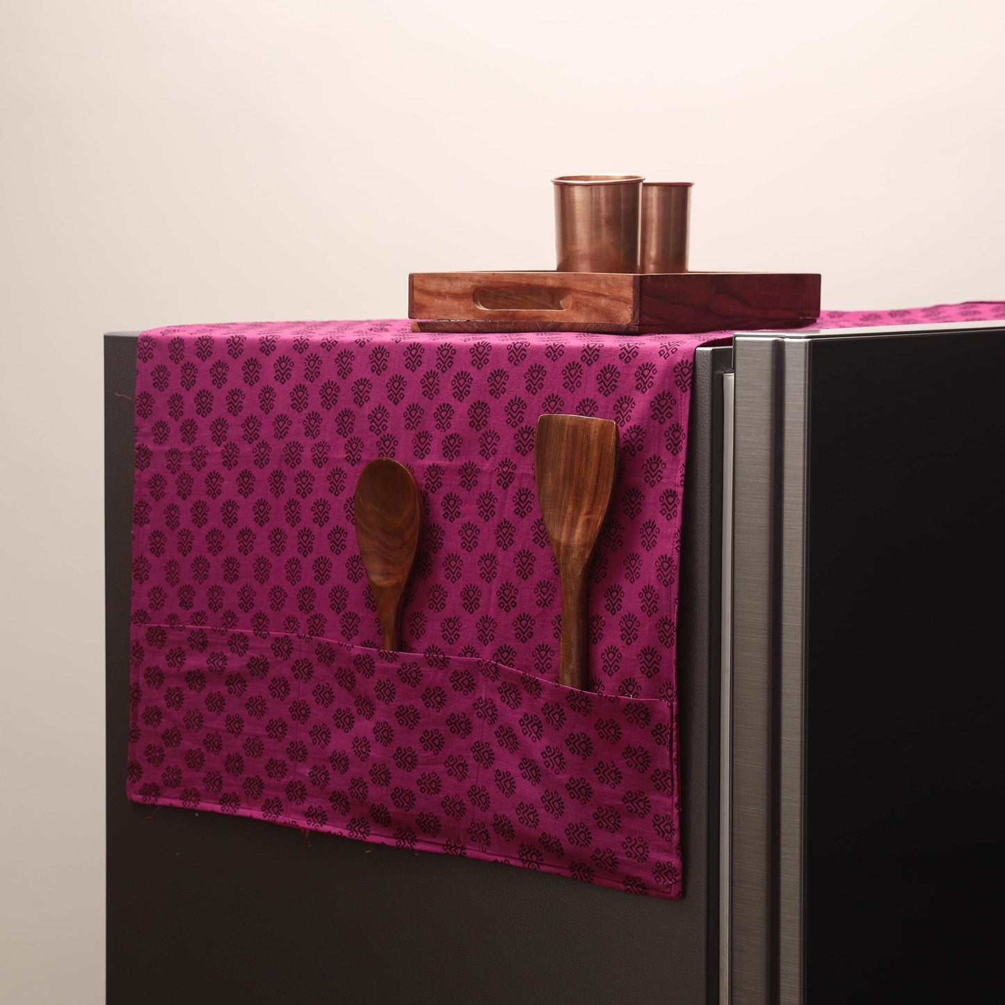 Handmade fridge top cover with multiple pockets 111