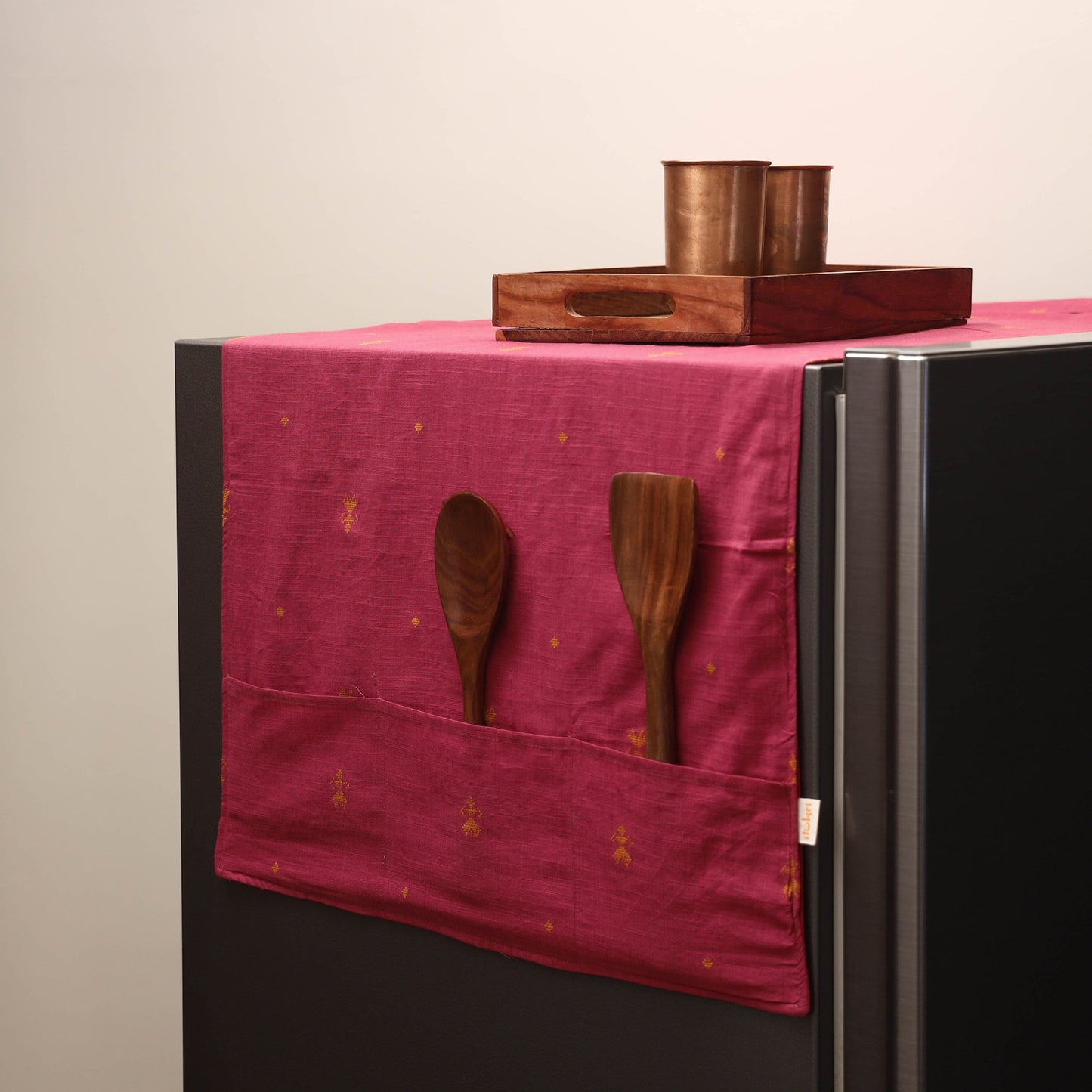 Handmade fridge top cover with multiple pockets 14