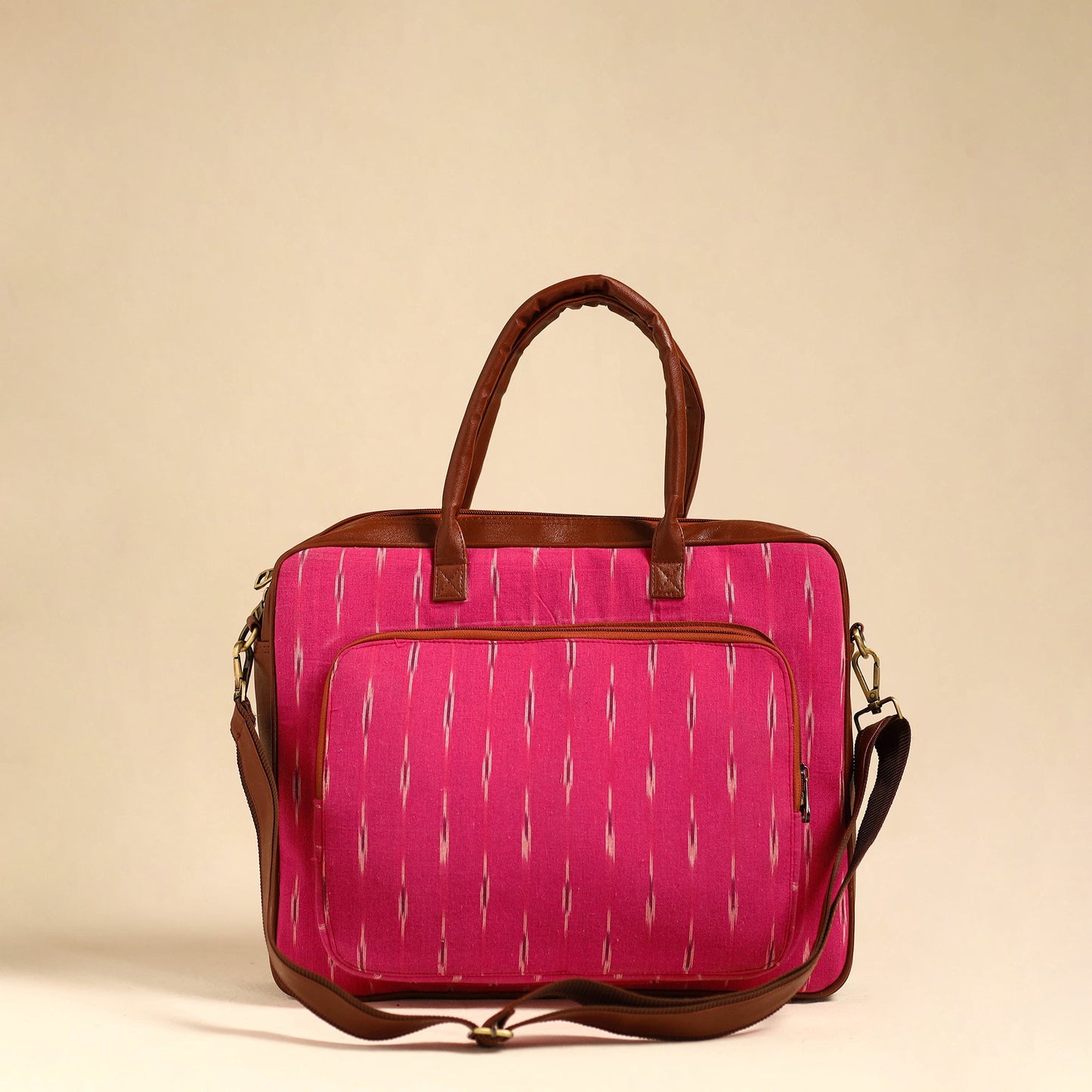 Pink Handmade Pochampally Ikat Laptop Bag