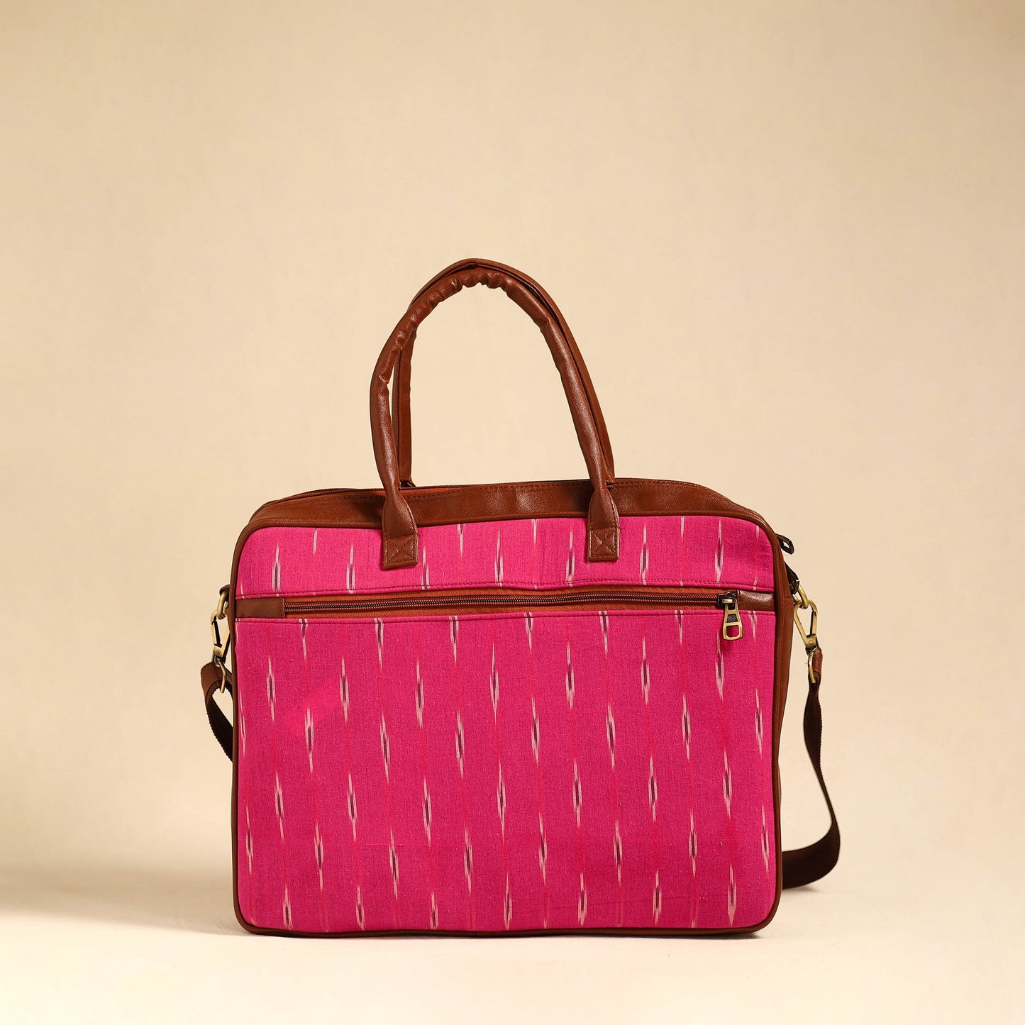 Pink Handmade Pochampally Ikat Laptop Bag