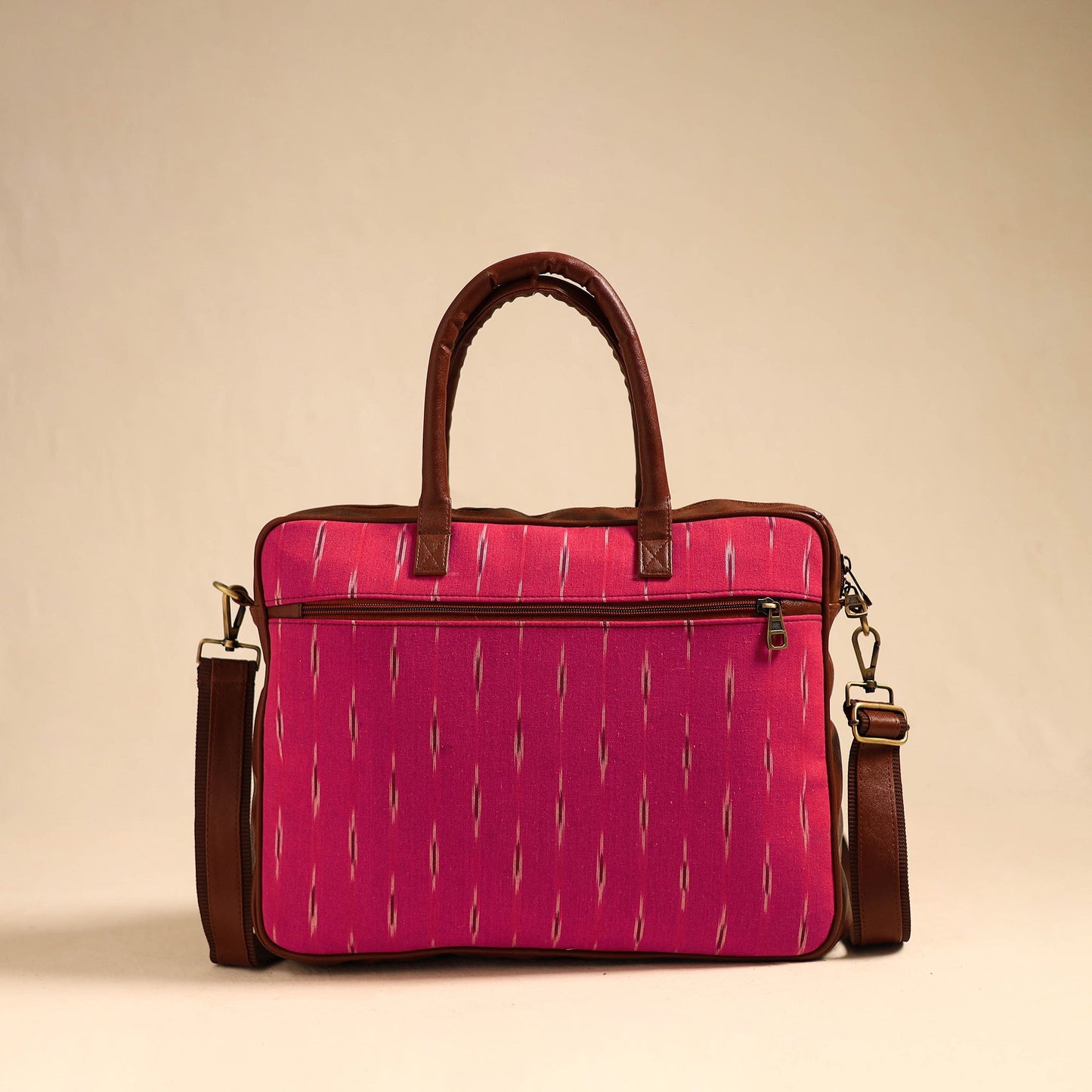 Pink Handmade Pochampally Ikat Laptop Bag