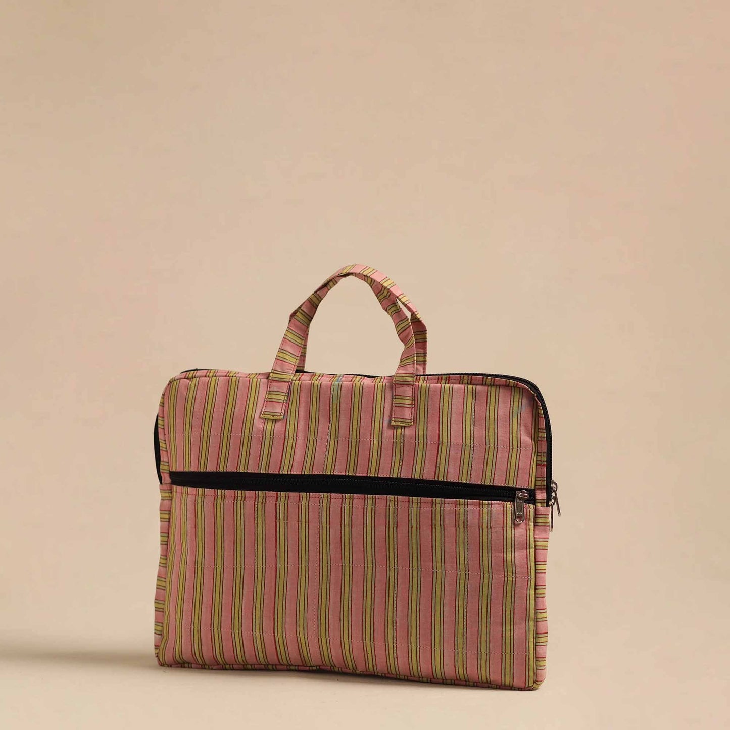 Pink Handmade Quilted Cotton Laptop Bag