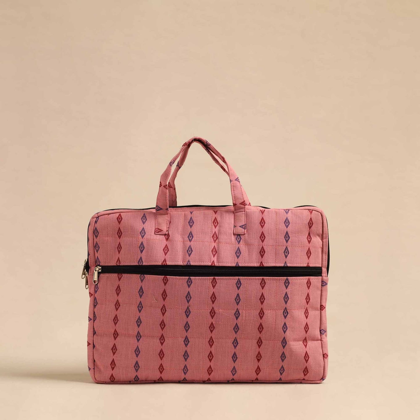 Pink Handmade Quilted Cotton Laptop Bag
