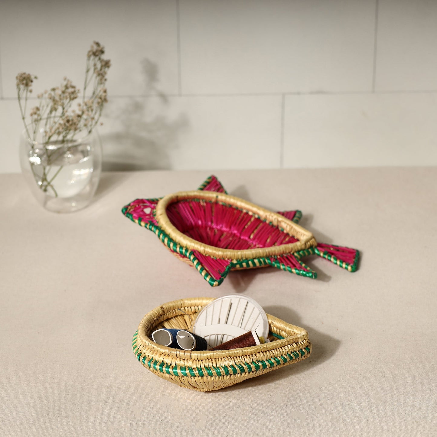 Sikki Grass Fish Decorative Pink Multipurpose Box