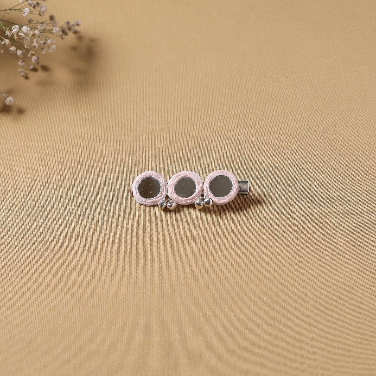 Handmade thread mirror work hair clip 11 - handcrafted