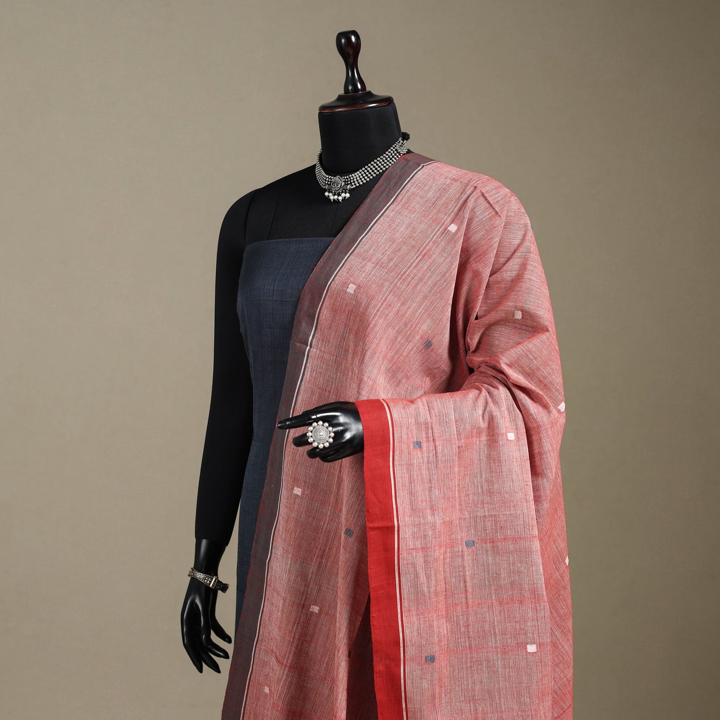 Peach - handspun handloom buti natural dyed cotton