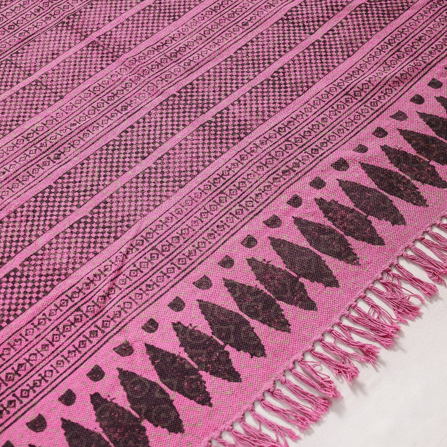 Pure Handloom Block Printed Cotton Durrie / Carpet / Rug