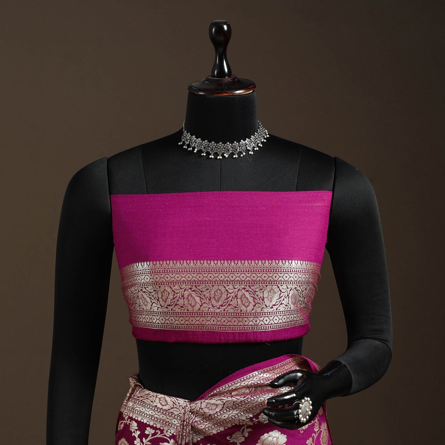 Handwoven zari jaal work mulberry x muga silk heavy