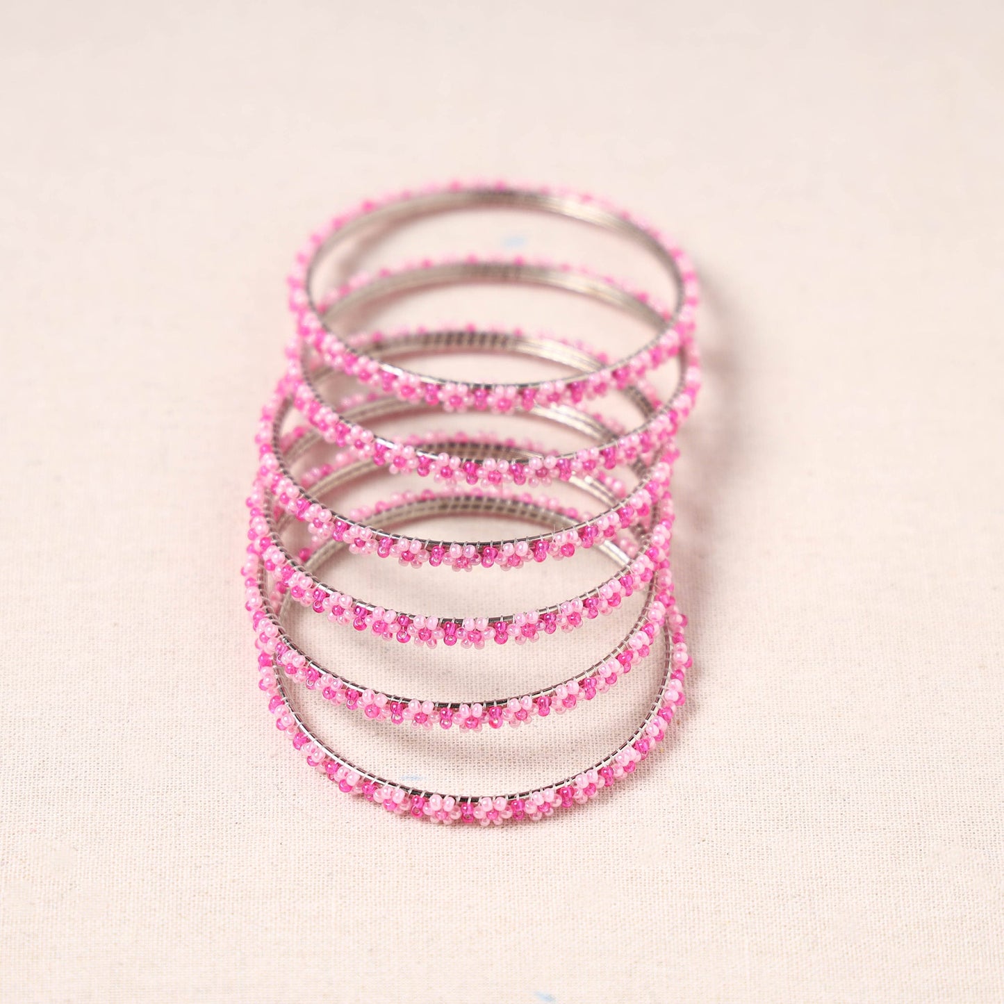Hapur Flower Beadwork Bangles by Aagaz (Set of 6)