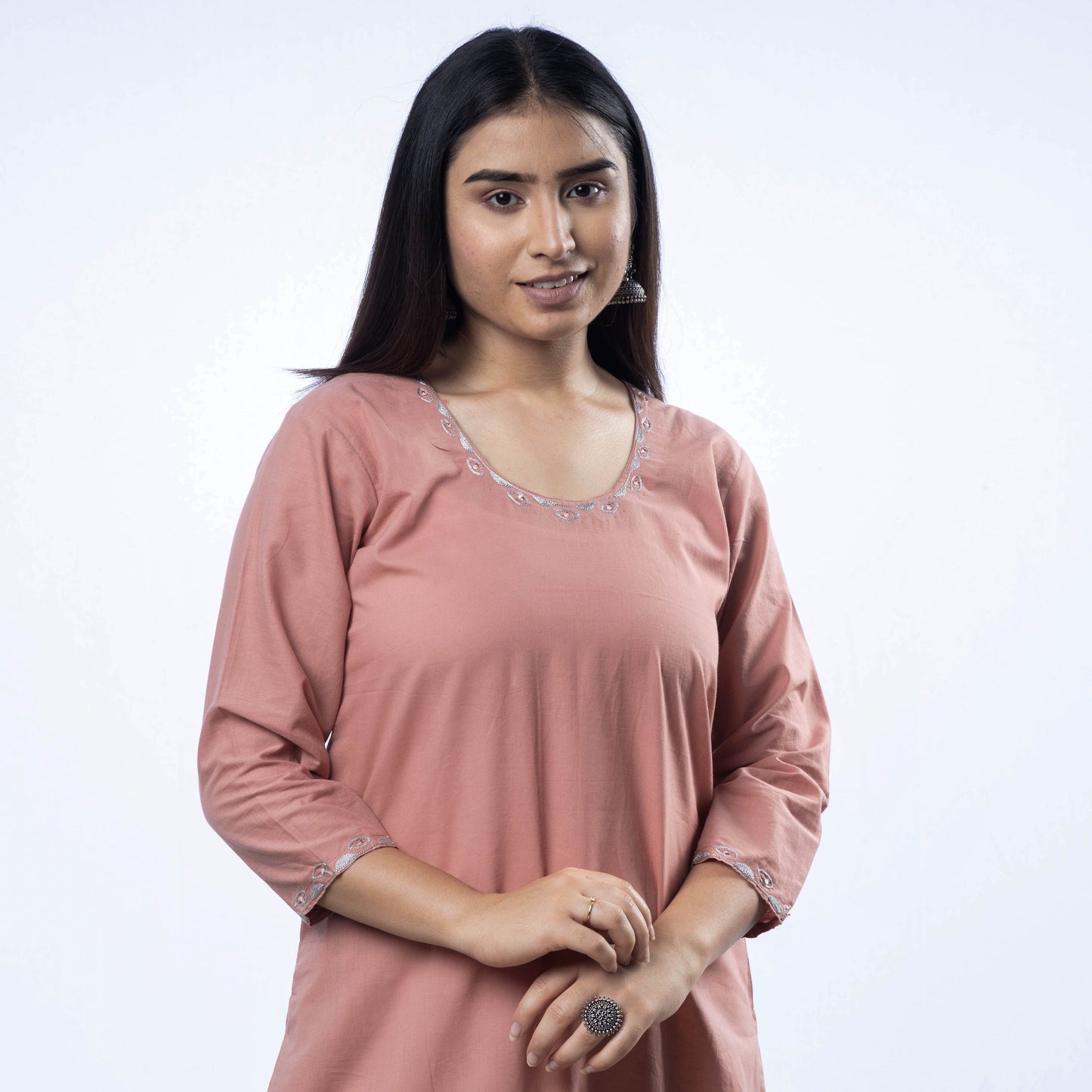 iTokri Casuals - Hand Embroidered Cotton Long Kurta