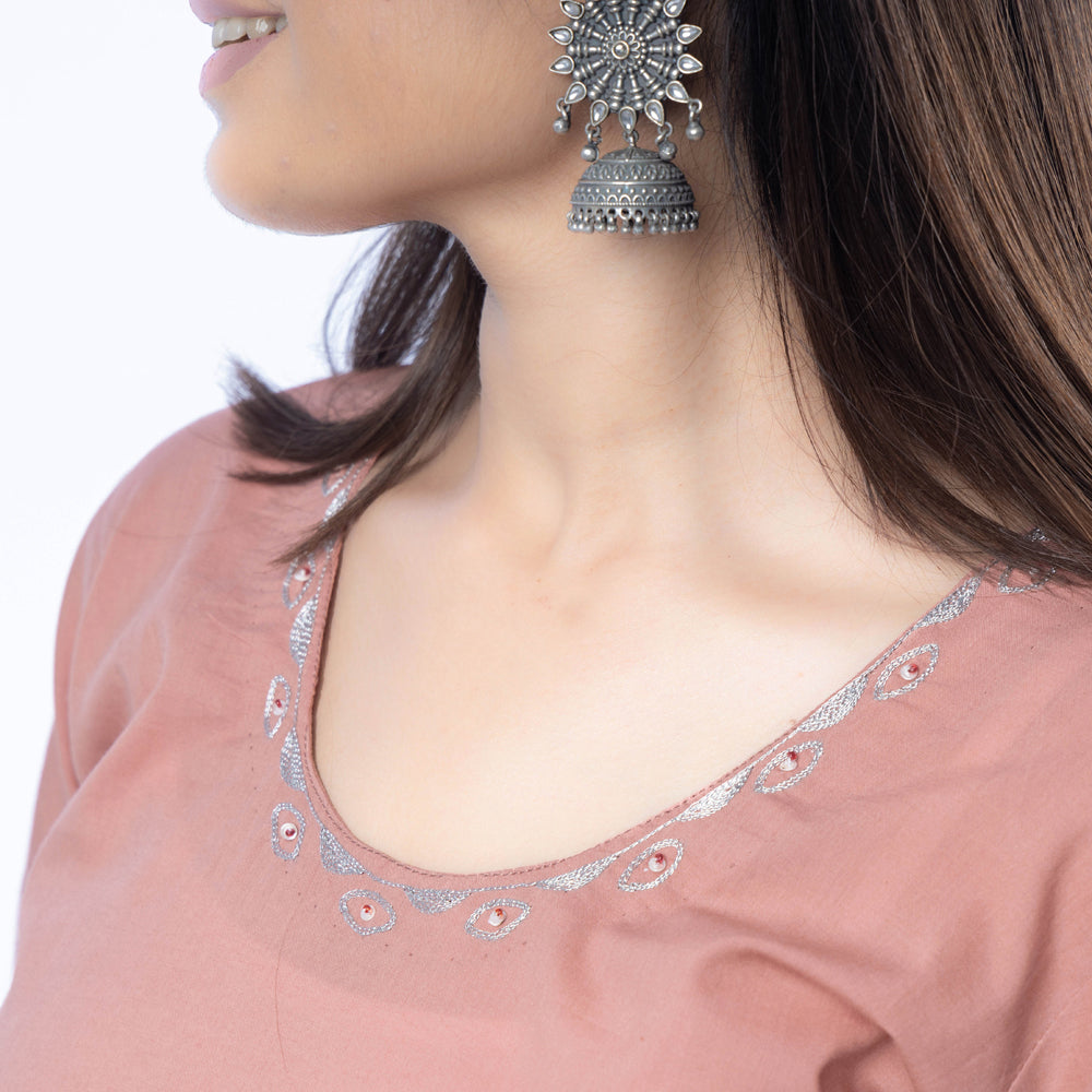iTokri Casuals - Hand Embroidered Cotton Long Kurta