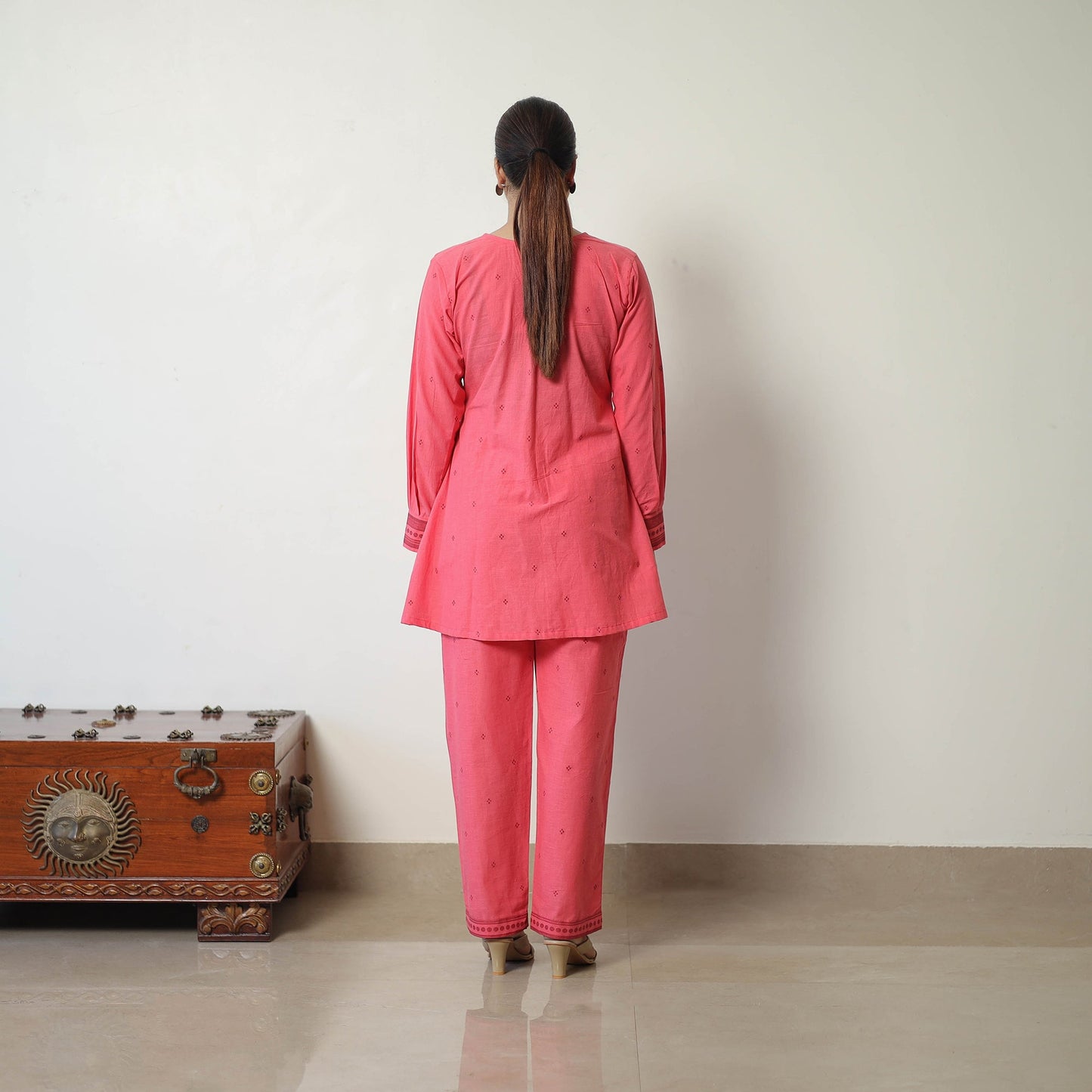 Buy Pink Jacquard Cotton Co-Ord Set Online at iTokri.com