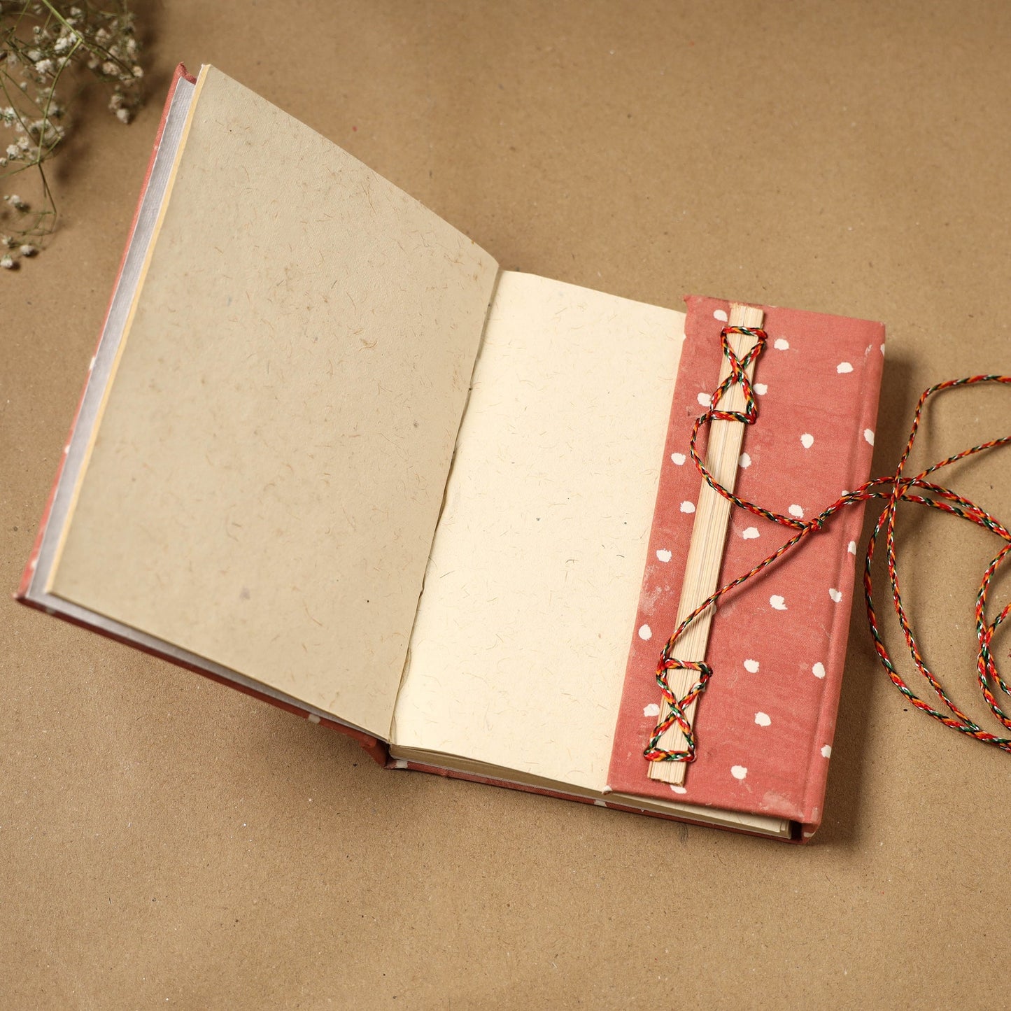 Jacquard fabric cover handmade paper notebook with thread