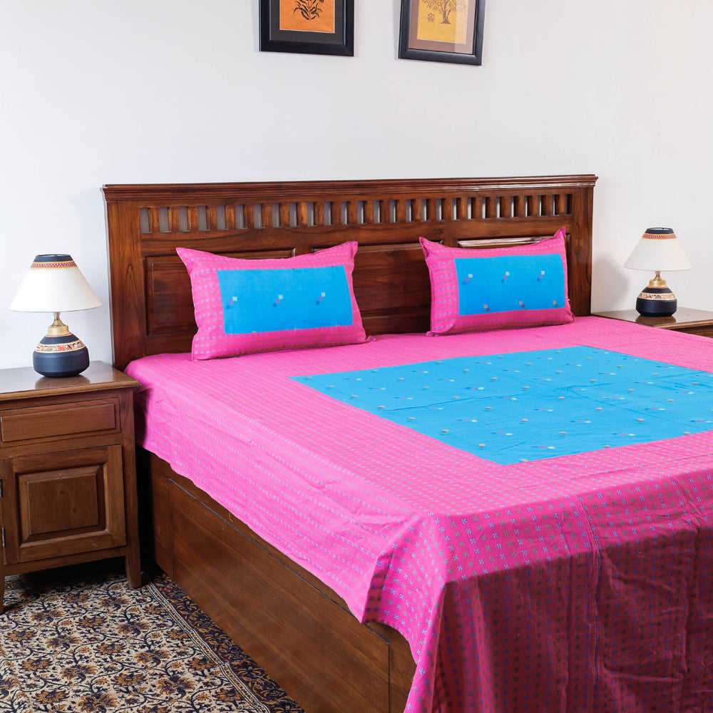 Jacquard Cotton Double Bed Cover with Pillow Covers