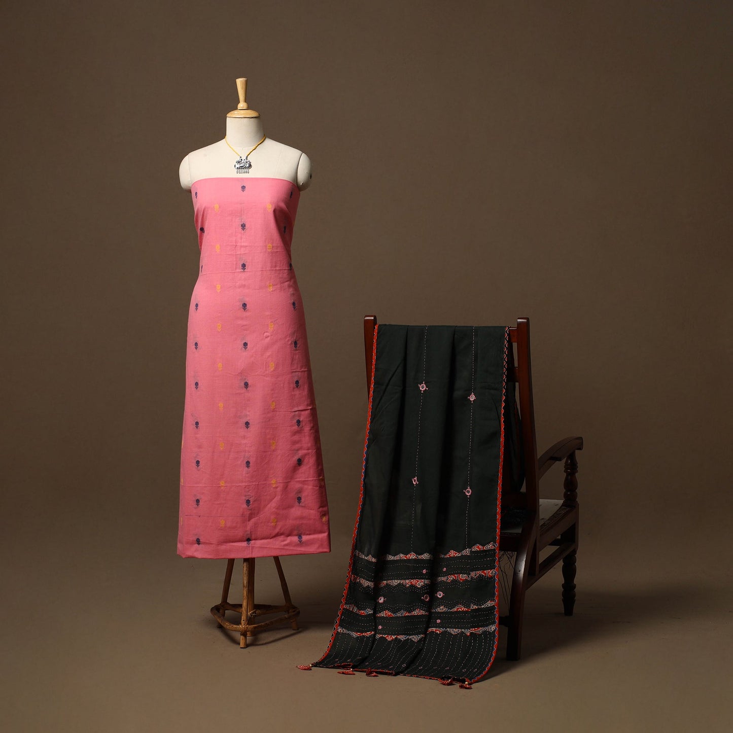Jacquard weave cotton 2pc unstitched dress material